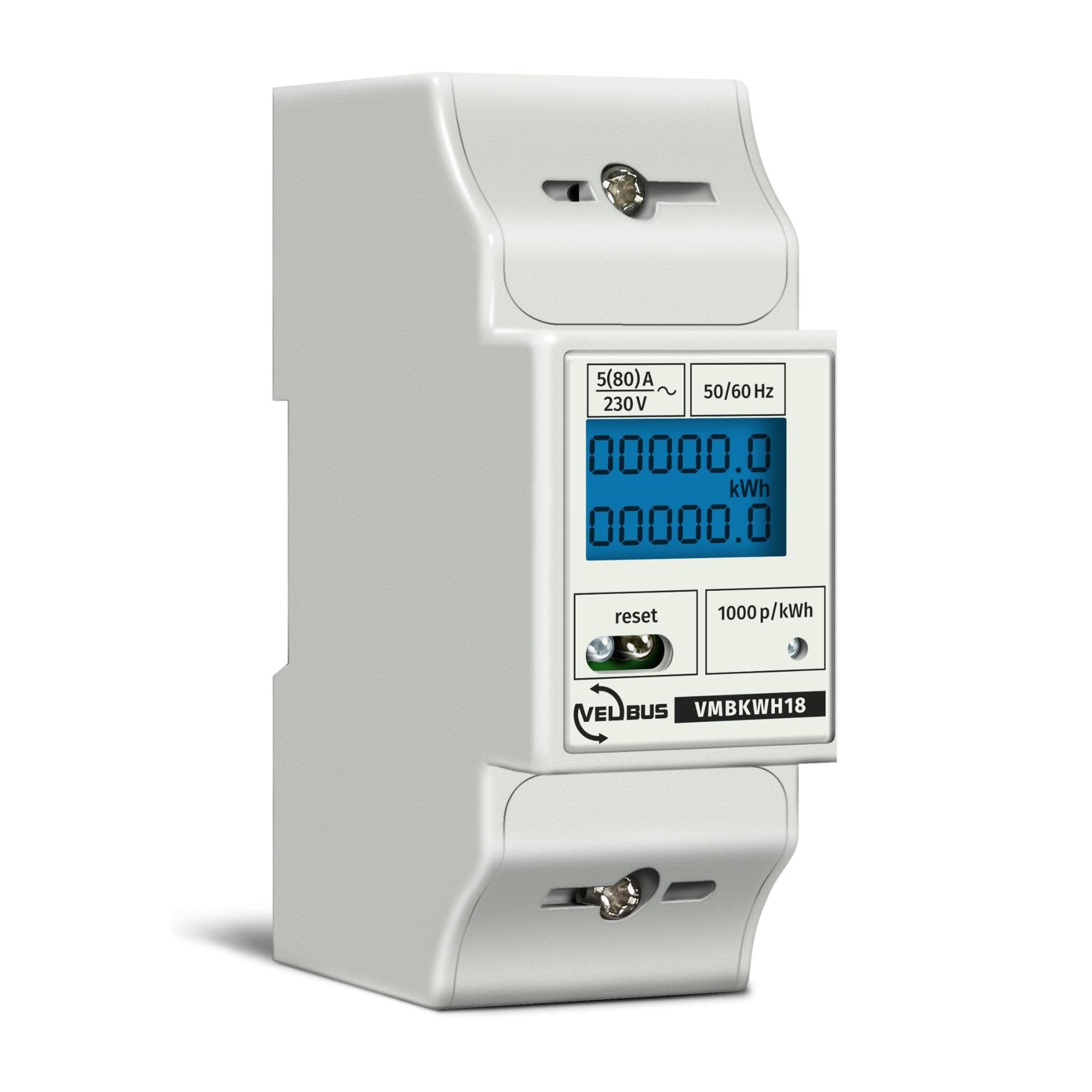 Velleman EMDIN02 Single Phase Dual Module Din-Rail Mount Kwh Meter for Professional Use, Multi-Colour