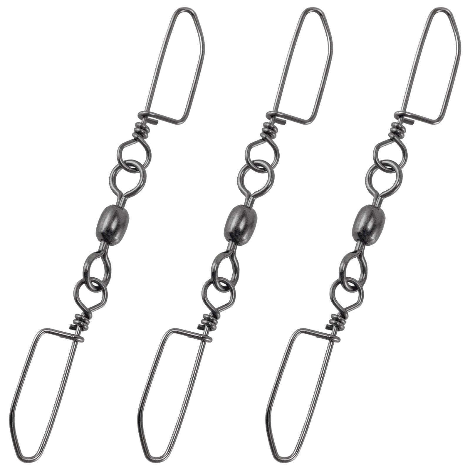 30-Pack Double Snap Swivels, Trolling Planer Board Line Release Clips, High Strength Stainless Steel Coastlock Snaps with Black Nickel Coating, Saltwater Barrel Swivels Connector