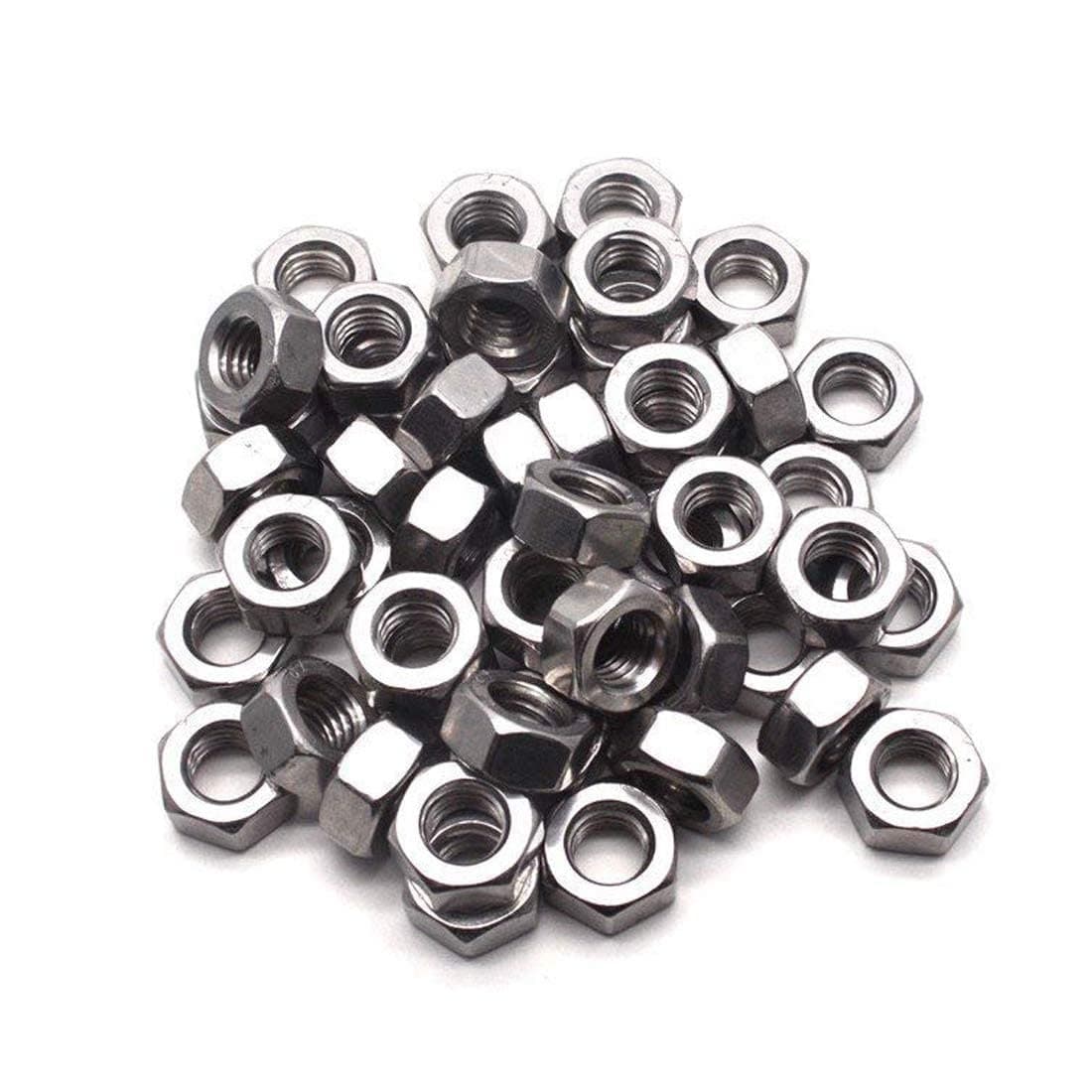 TERF M3 Hex Hexagon Nut (3mm) Steel Full Nuts - Pack of 100, Silver