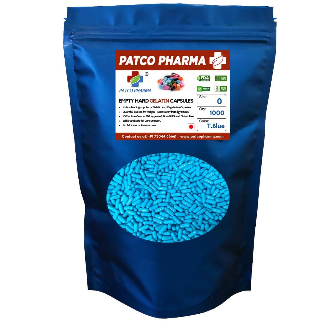 Patco Pharmaceuticals RAW MATERIALS & EQUIPMENTS Size 5 Blue Empty Gelatin Capsules - 1000-Pack For Diy Powder Filling