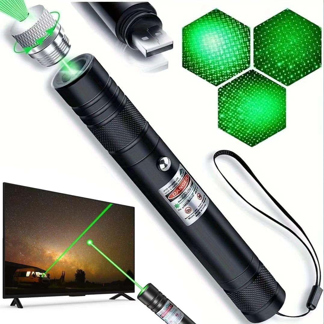 Green Laser Pointer High Power - Long Range Rechargeable Laser Beam, USB Charging for Hiking, Presentations & Outdoor Use (Professional-Grade Green Light)