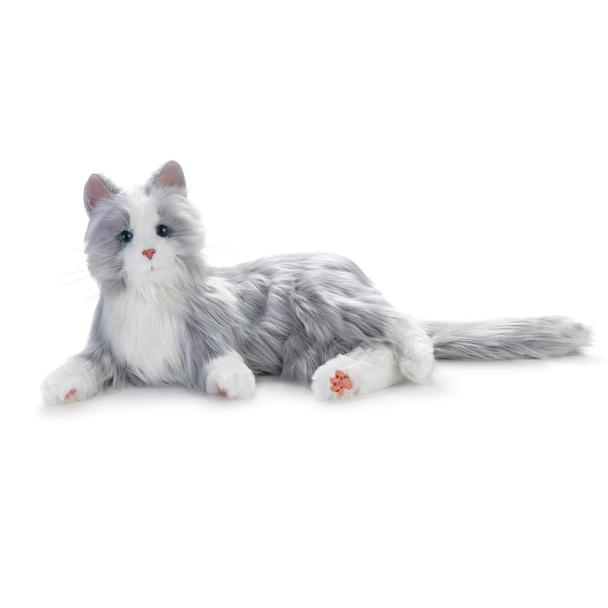 Joy for All - Silver Cat with White Mitts - Interactive Companion Pets - Realistic & Lifelike