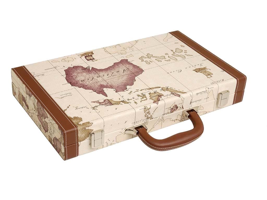 Middleton Games NEW! - 15-inch Luxurious Map Backgammon Set - White Board