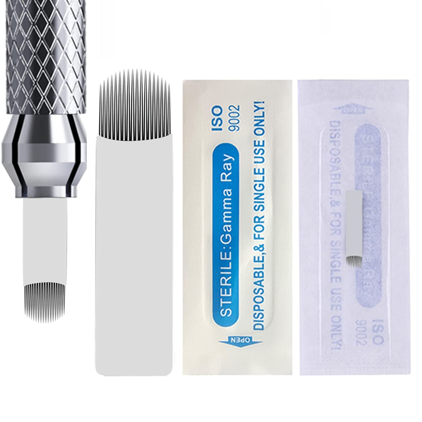 30Pcs Disposable Eyebrow Microblading Needles,Lip Tattooing Microblades Permanent Makeup Blades for Single Use Only (18U) White