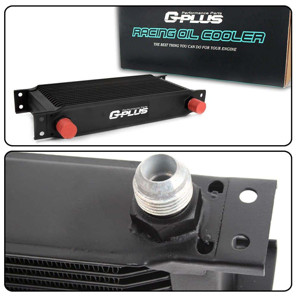 G-PLUS 30 Row 10AN-AN10 Universal Aluminum Engine Transmis​sion Oil Cooler Kit Oil Filter Relocation Kit Black