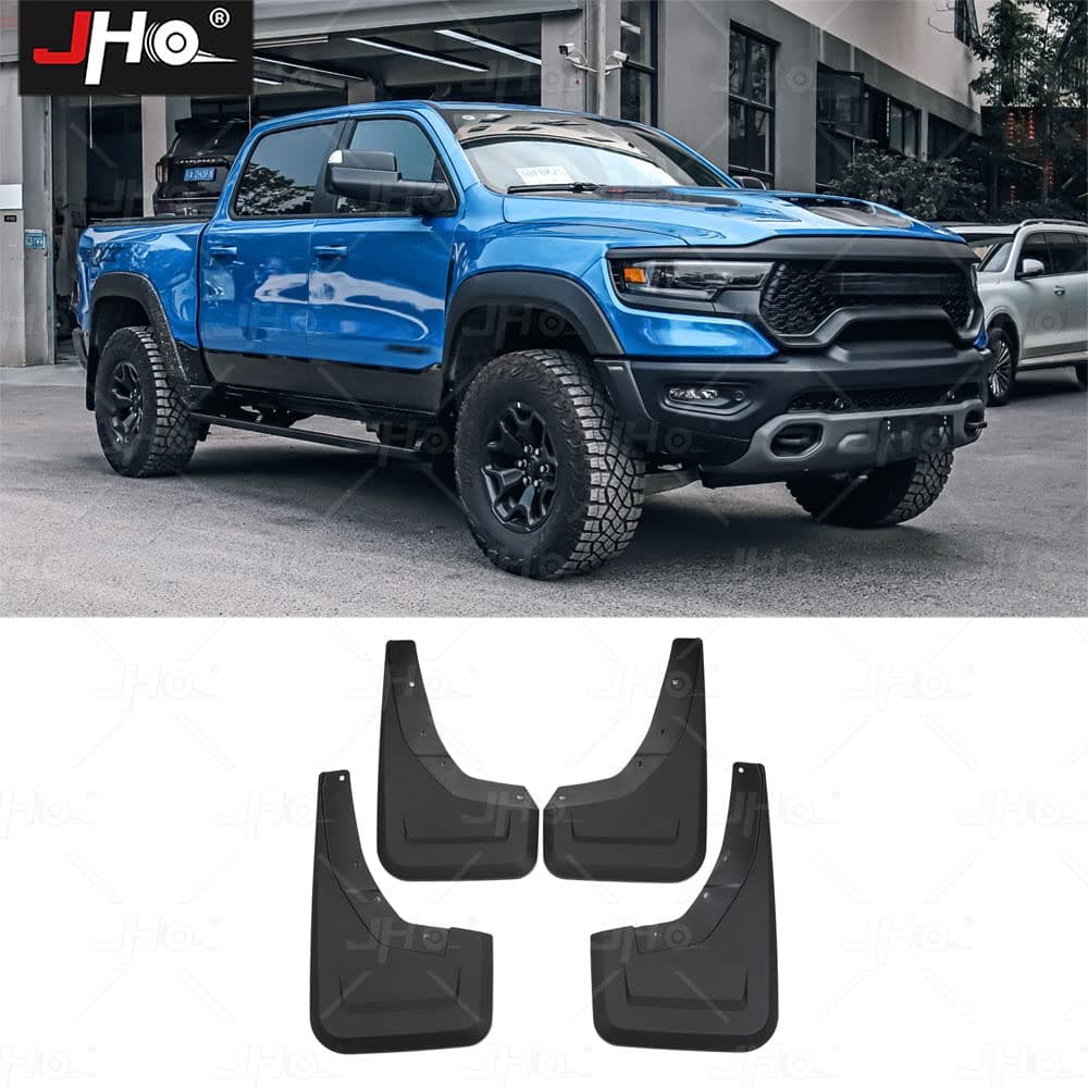 JHO Front Rear Mud Flaps Splash Guards Mudflaps Custom Fit for Dodge Ram 1500 TRX 2021 2022 2023 Exterior Accessories No Need to Drill Holes(Set of 4)