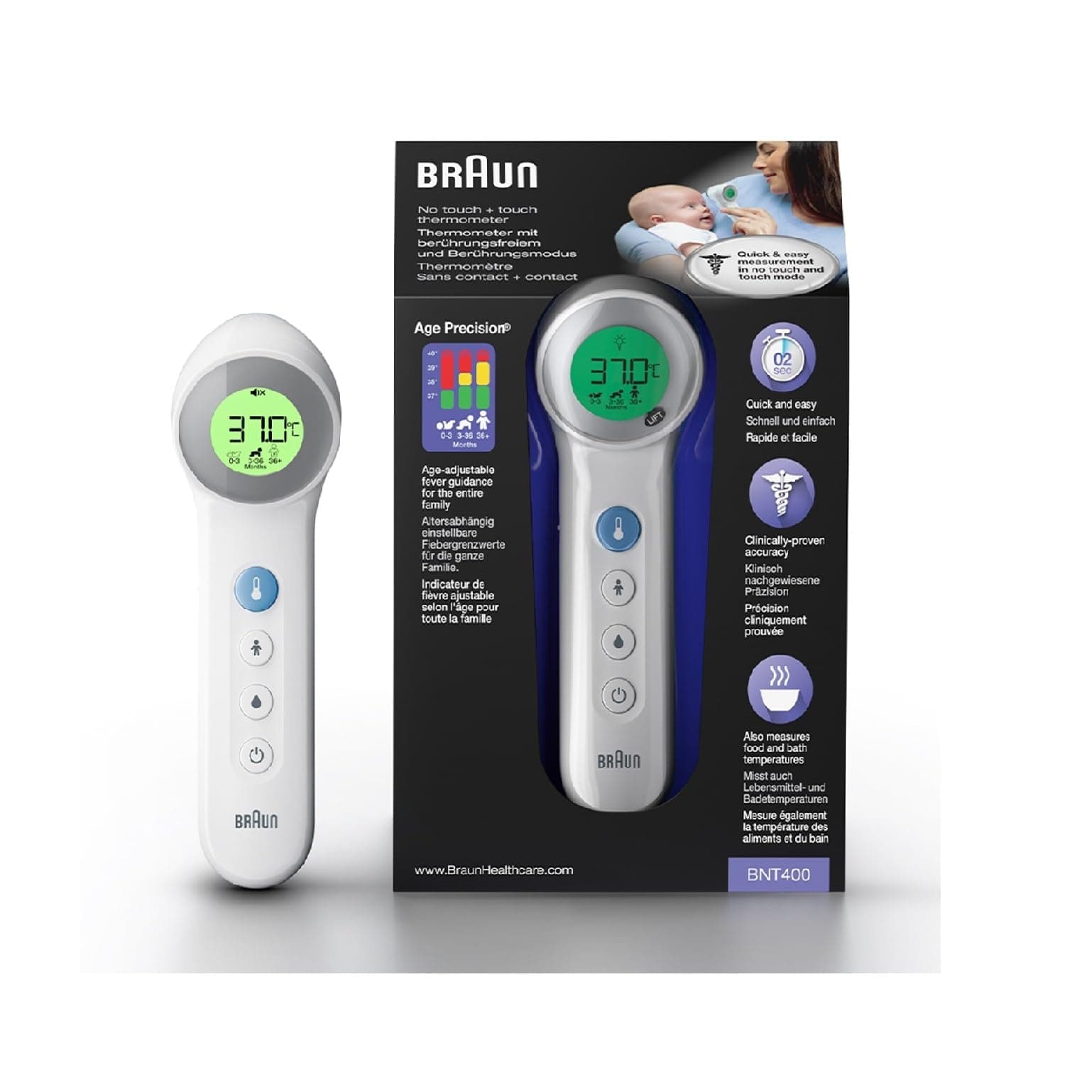 Braun BNT400 3-In-1 Forehead No Touch Thermometer