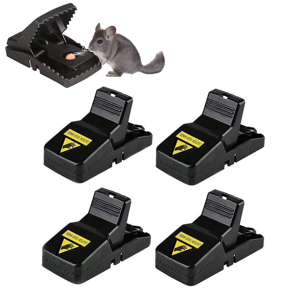 BOMPOW Mouse Traps Reusable Snap Mice Traps That Work Rodent Killer Easy to Bait, 4 Pack