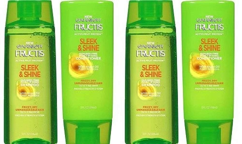 Fructis Sleek & Shine 2 Shampoo + 2 Conditioner 3 oz Travel Personal Size