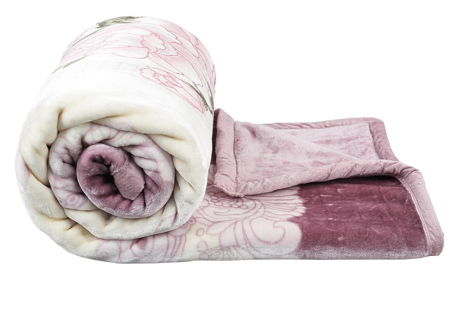 BSB HOMESuper Soft Cloudy Printed Double Bed Blanket for Heavy Winter, Single Ply Mink Blanket King Size with 220 x 230 Cm – 3.5 Kg (Light Pink, Pack of 1)