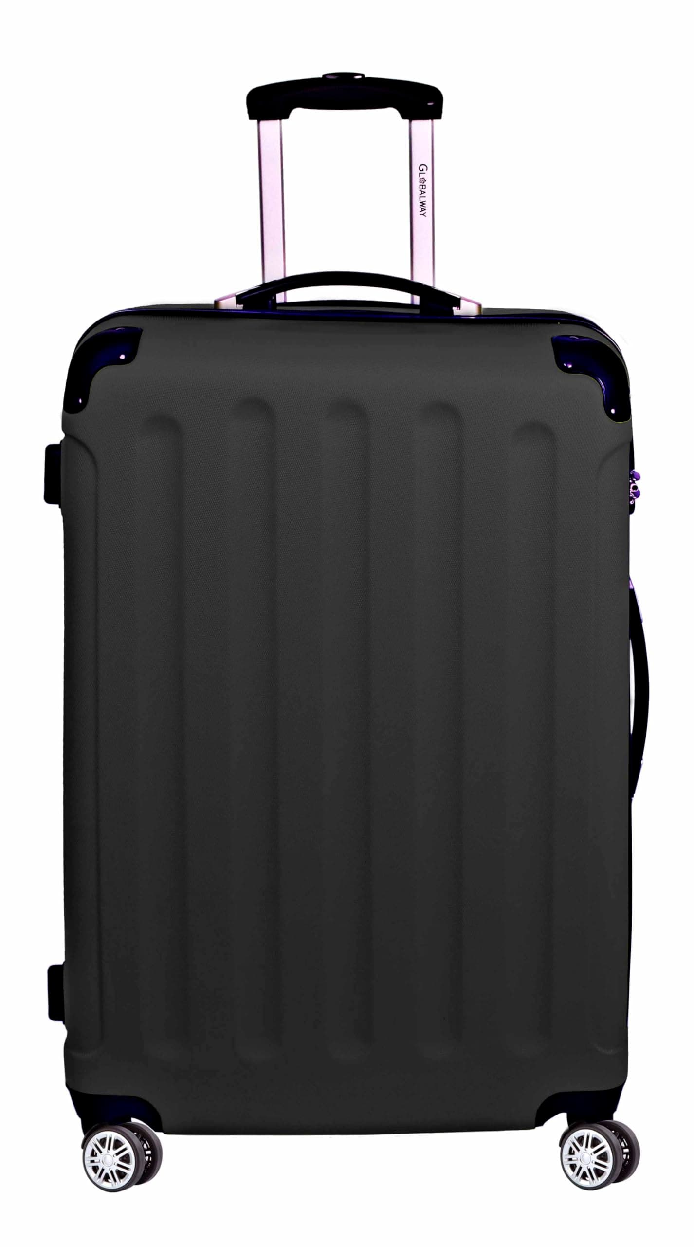 Hard-Side Suitcase | ABS Material Checked Bag Luggage with Lightweight Design and 8-Wheel Spinners 24in (61cm)20kg, Black