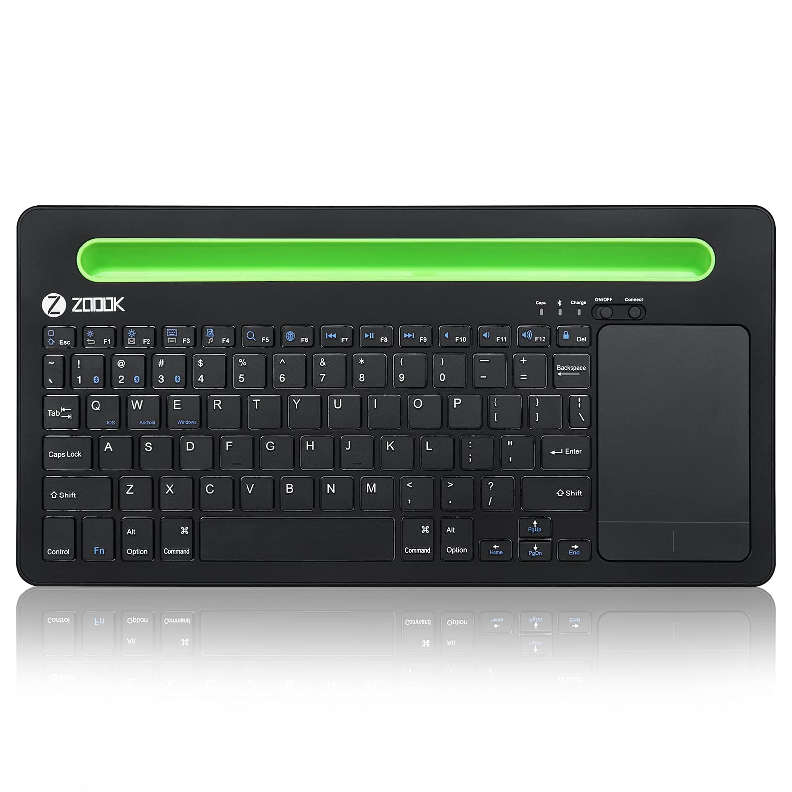 Zoook Fingerpad Wireless Keyboard with Trackpad/Bluetooth Keyboard/3 Device Connectivity/Rechargeable Battery-112 Hrs Backup/Macbook/Tablet/Mobile/Pc/Laptop/Smart Tv/Chrome - Dock for Mobile & Tablet