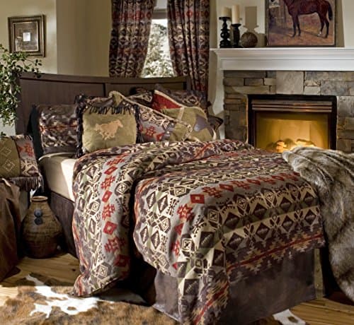 Carstens Rustic Western Southwestern Native American Patterns Brown Comforter Set Equestrian Decoration 5PC Montana (King)