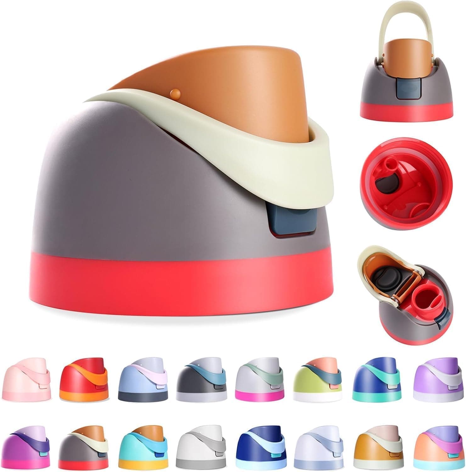 Replacement Lid for Owala Freesip, Compatible with Owala Cup 16oz 24oz 32oz 40oz, One Button Water Bottle Top Lid for Owala Freesip, Leakproof, BPA-Free (Reddish Brown)