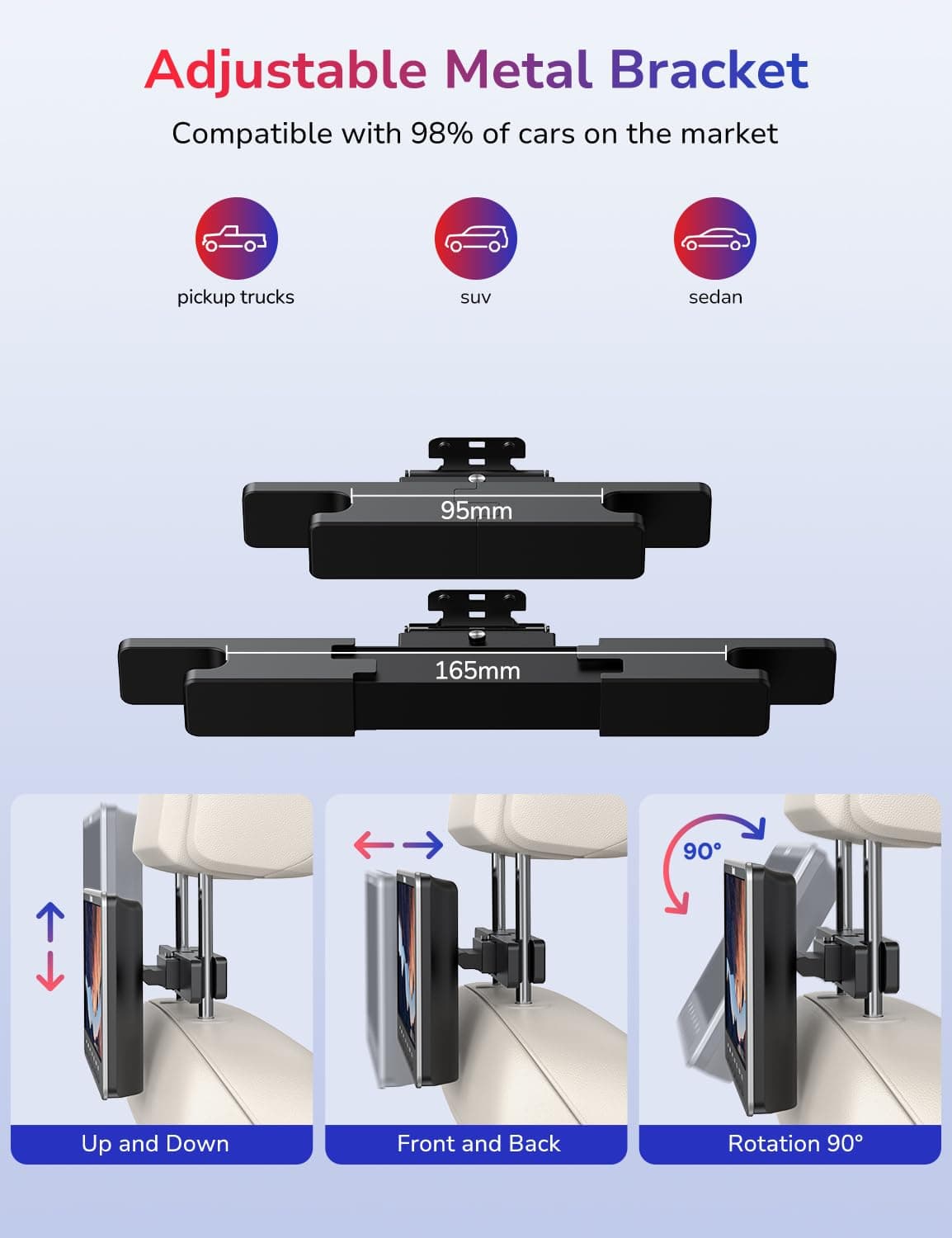 12" Car DVD Player with HDMI Input Headphone Mounting Bracket Dual Speaker, Car Headrest DVD Player Support Sync Screen, AV in & Out, Last Memory, Region Free, No Battery