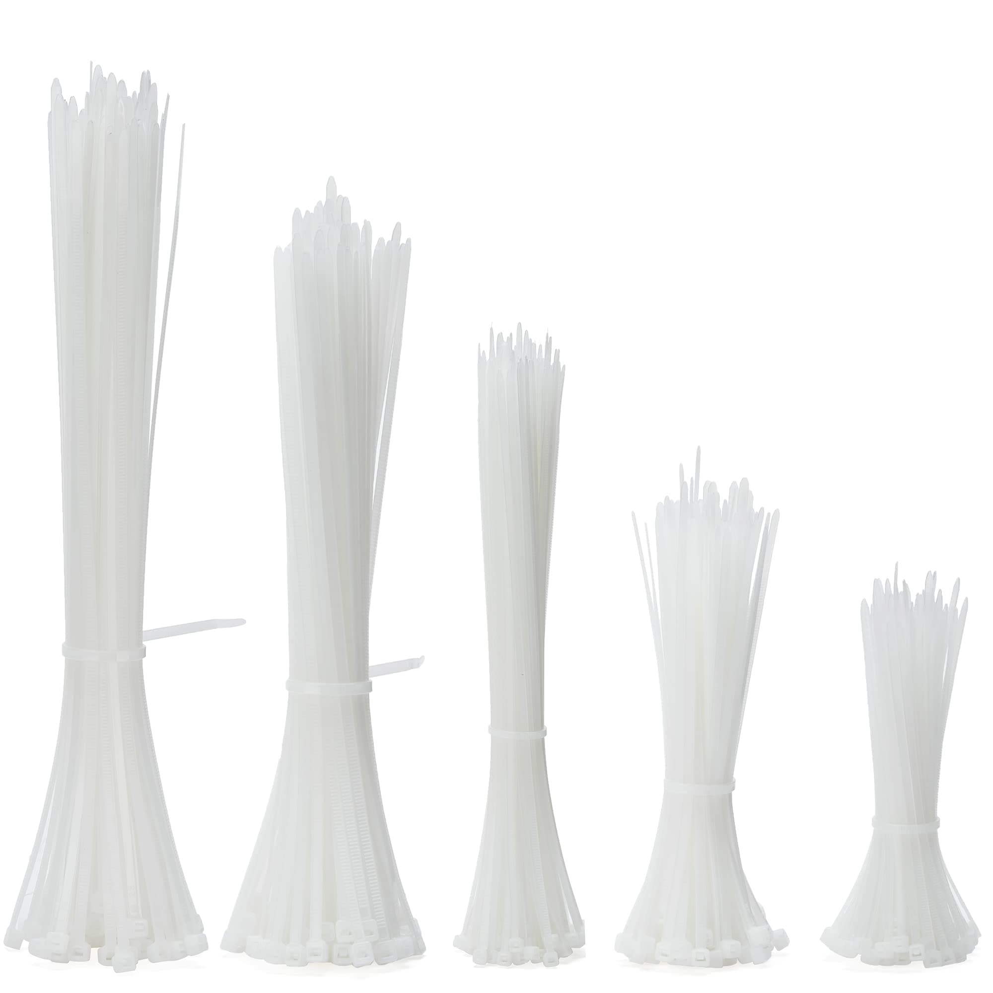 – Cable Ties 500 Pack Plastic Zip Ties Heavy Duty Tie Wraps Self Locking Small Nylon Zip Tiesfor Home, Office, Garden, Assorted in Sizes 100mm, 150mm, 200mm, 250mm (Size1, White)