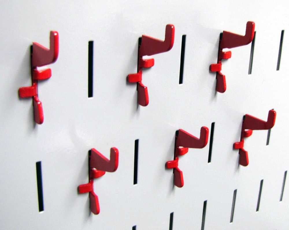 Wall Control 10-HS-001 R Pegboard Standard Slotted Hook Pack - Slotted Metal Pegboard Hooks for Pegboard and Slotted Tool Board – Red