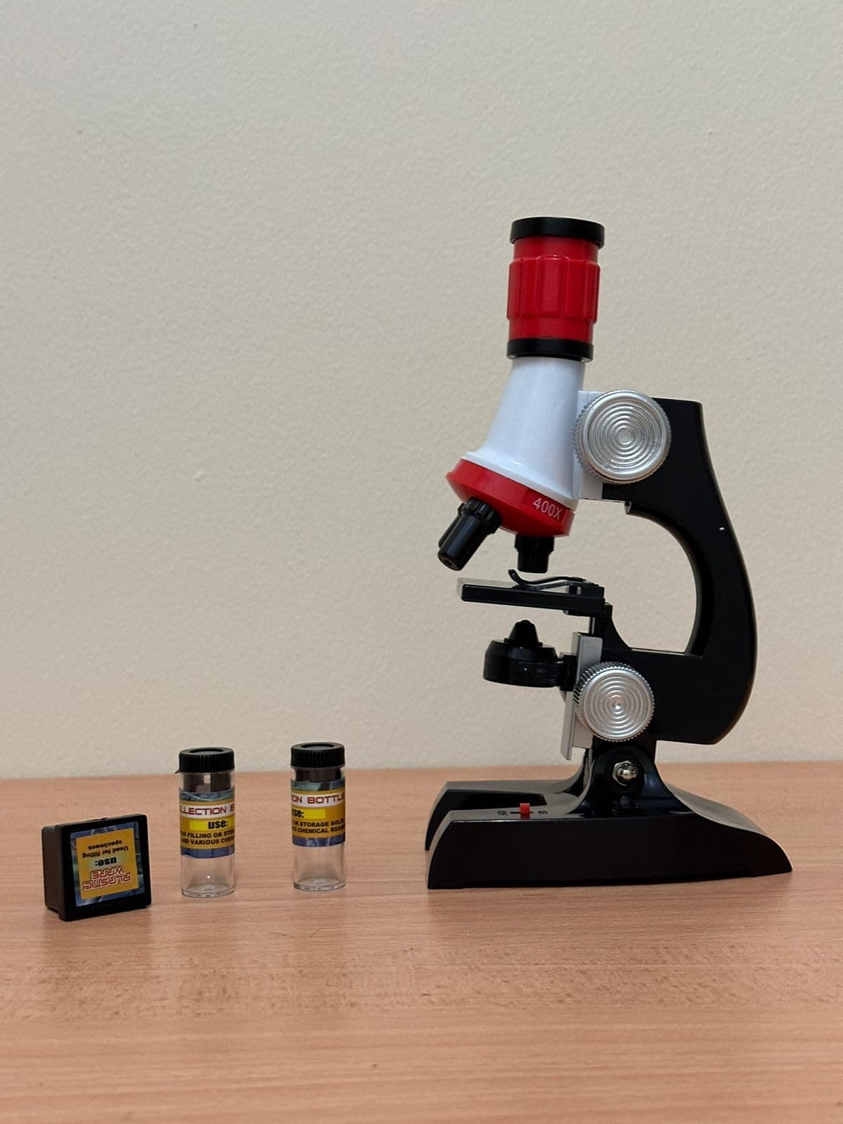 Beginner Microscope Kit for Kids with 12 Prepared Slides, 1200X/400X/100X Magnification, STEM Toy for Hands-On Science Education & Exploration, Durable Build & Easy Operation