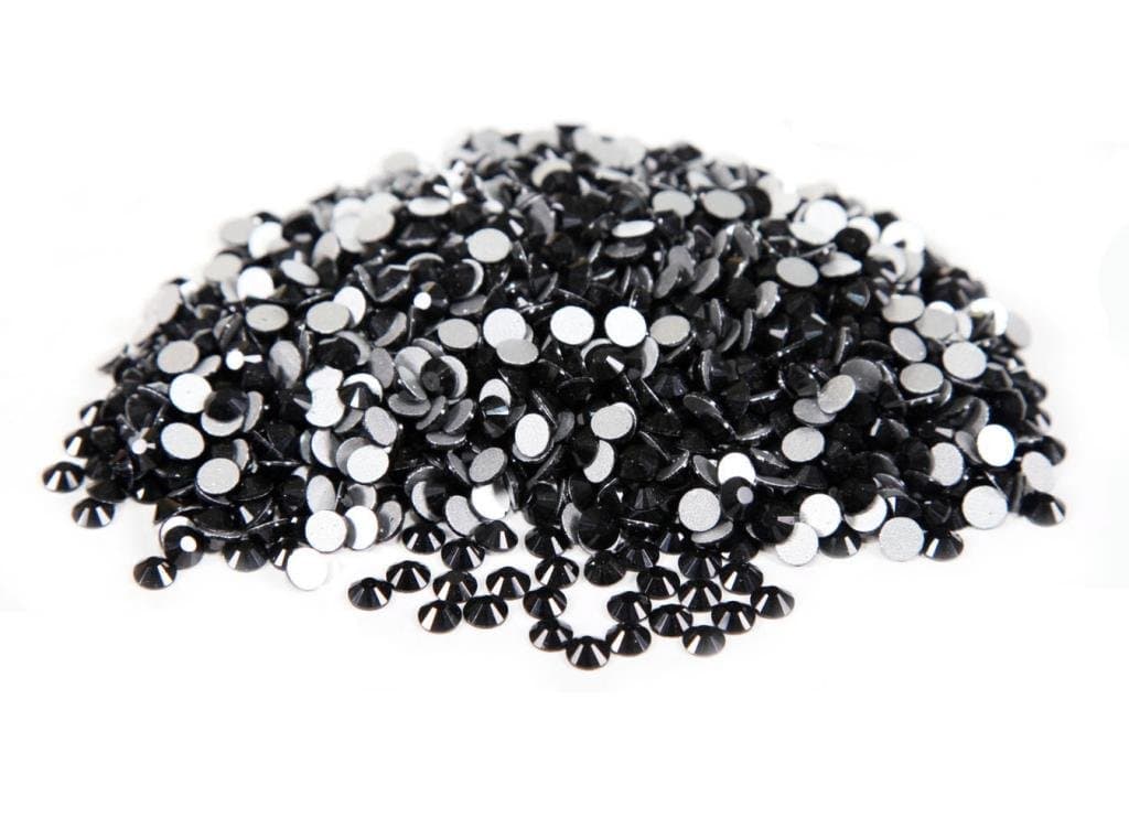 Jingle 1440pc/pack Crystal Non Hotfixed Flatback Rhinestones for Nails Nail Rhinestones Bag Shoe Nail Art Decoration DIY Beads Size ss10 2.7-2.8mm Jet Black Color