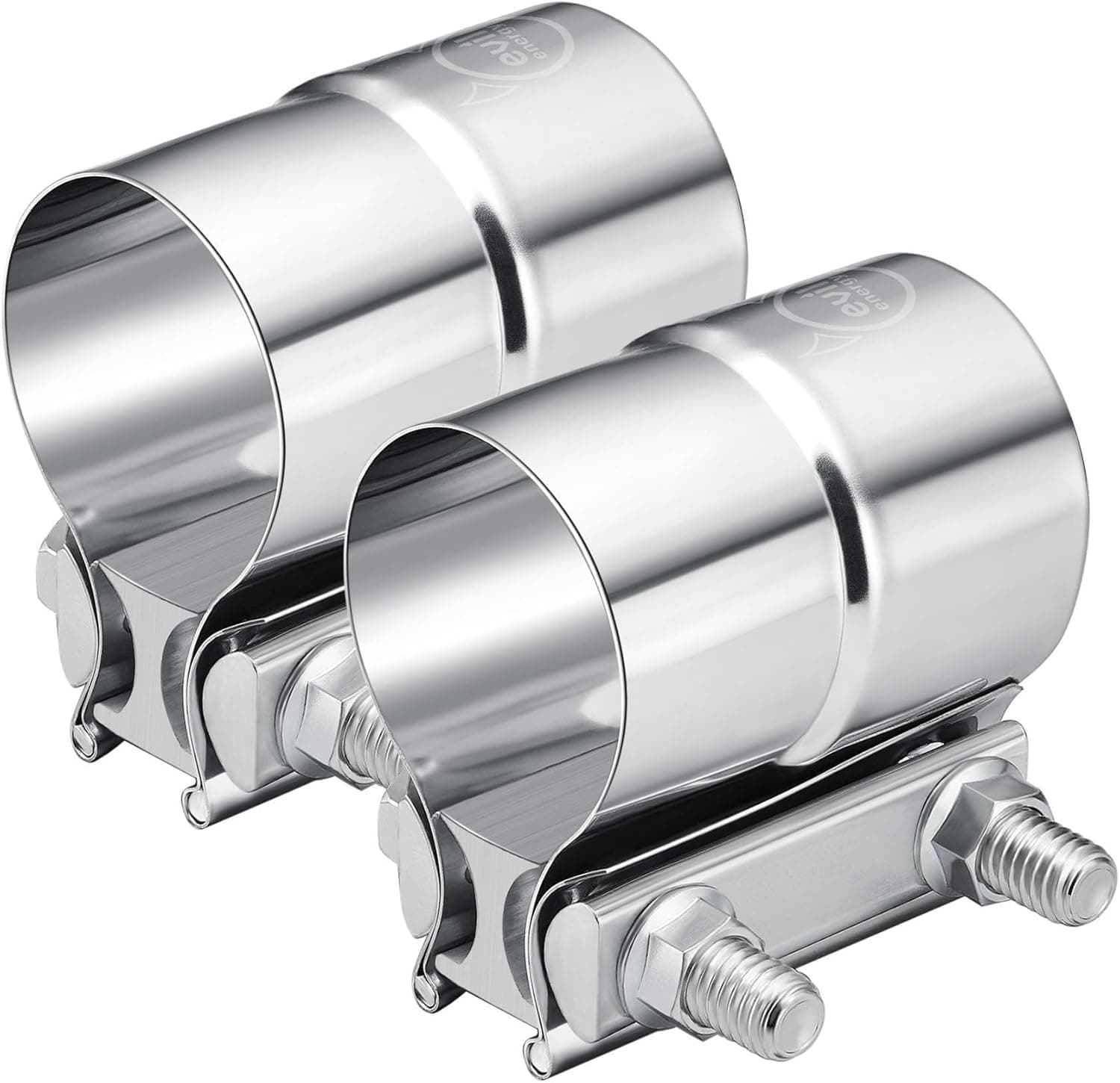 EVIL ENERGY 2.5" 2 1/2 Lap Joint Exhaust Band Clamp Exhaust Repair Preformed 304 Stainless Steel 2pcs