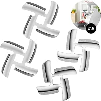Mudder 4 Pack Meat Grinder Blade Size 5 Meat Grinder Parts Food Grinding Blade Stainless Steel Knife Cutter Replacement for Size 5 Stand Mixers Accessories