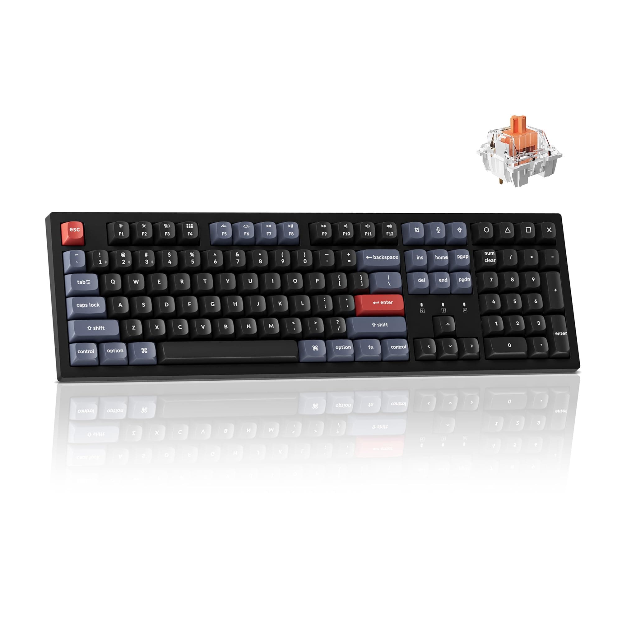 Keychron K10 Pro Wireless Custom Mechanical Keyboard, QMK Programmable Bluetooth 100% Layout with Silent Red Switch White Backlight Compatible with Mac Windows Linux
