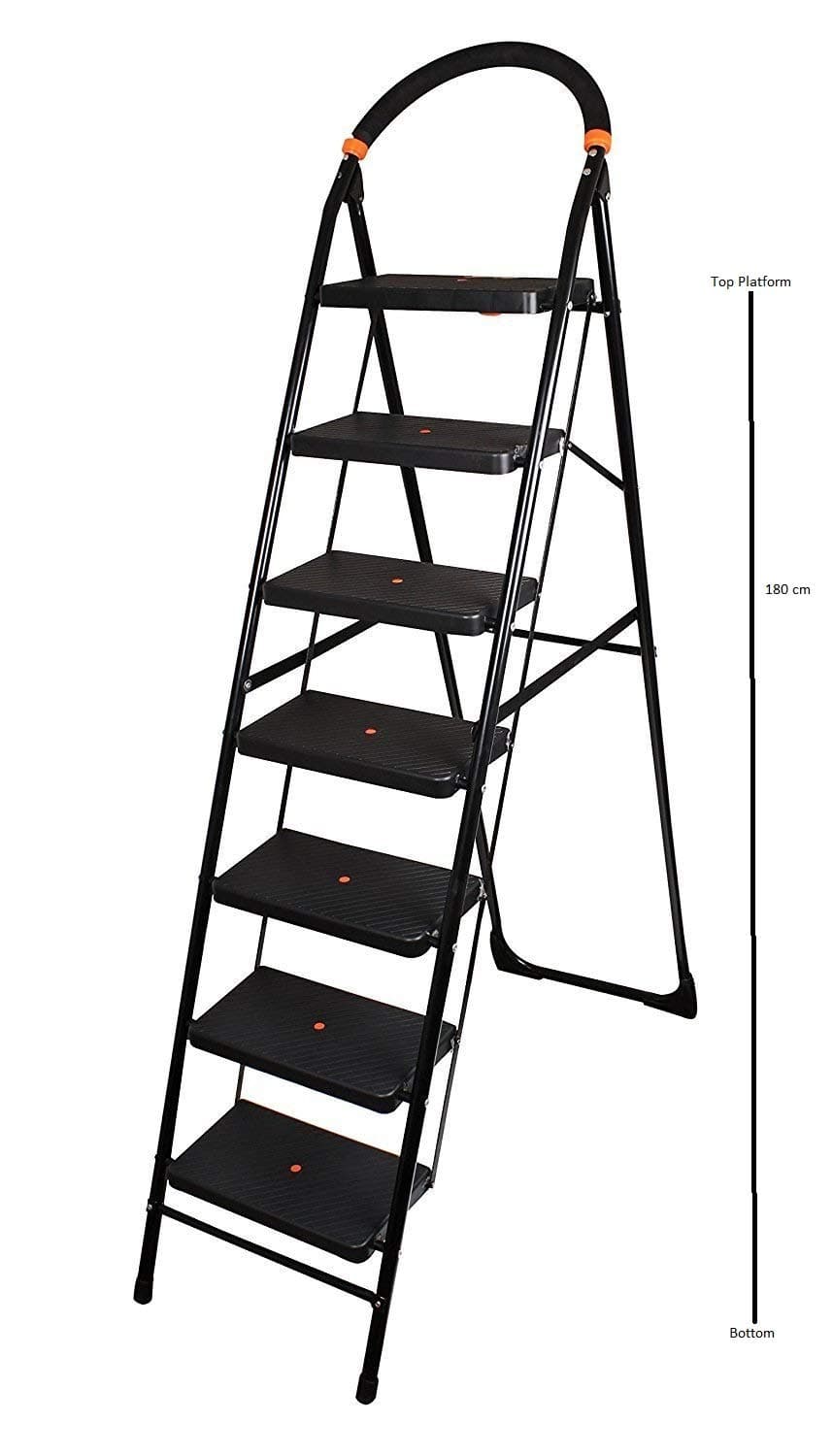 TRUPHE Anti Skid Foldable 7 Step Ladder (Black)