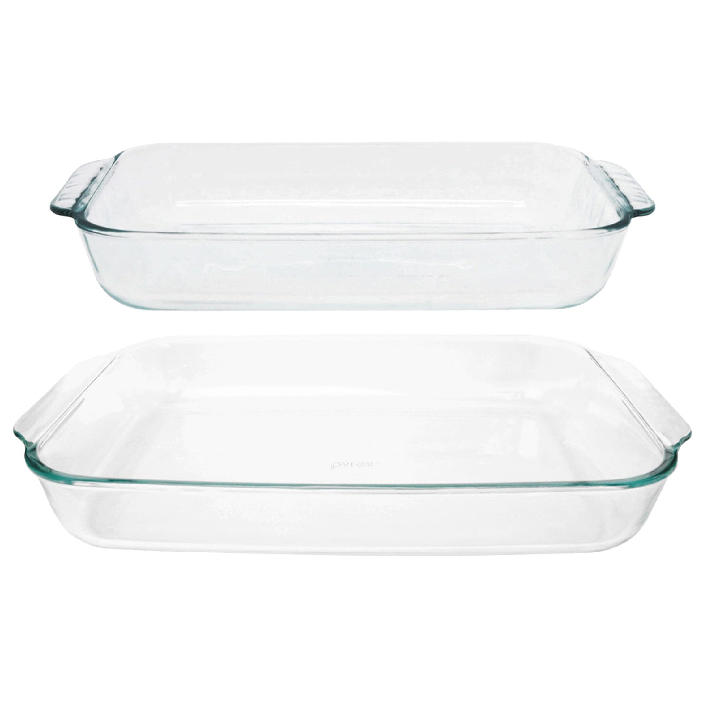 Pyrex Basics Clear Glass Oblong Baking Dish Set, 2-Piece Value Pack (3-Quart & 2-Quart) - Oven, Microwave and Dishwasher Safe, Perfect for Casseroles, Deserts, Food Preparations and so much More - Made in USA