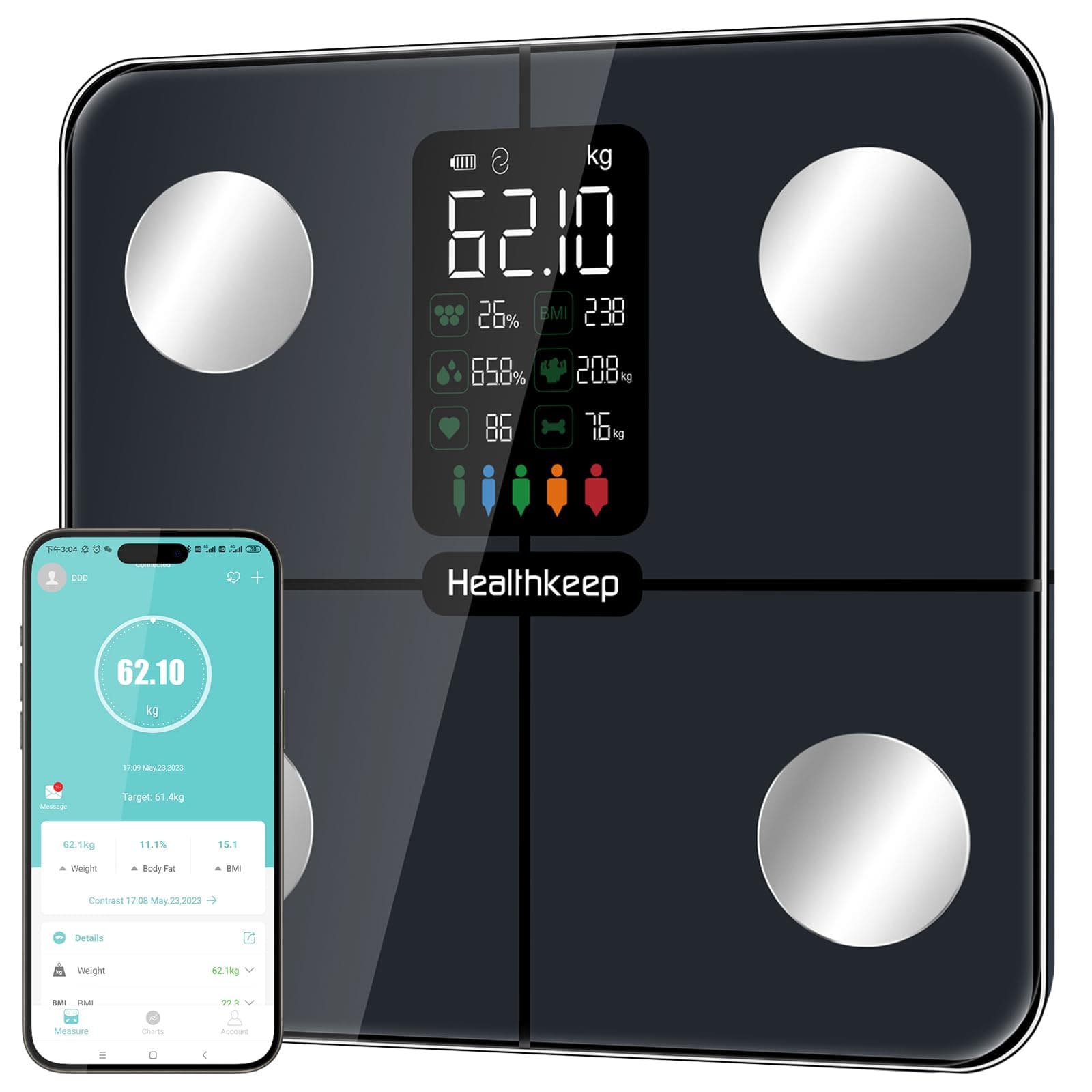 Smart Scale for Body Weight – FSA&HSA Eligible, Large Backlit Display Ultra‑Precise Bathroom Weight Scale with 15 Body Composition Metrics, App Sync Bluetooth & Multi‑User Profiles