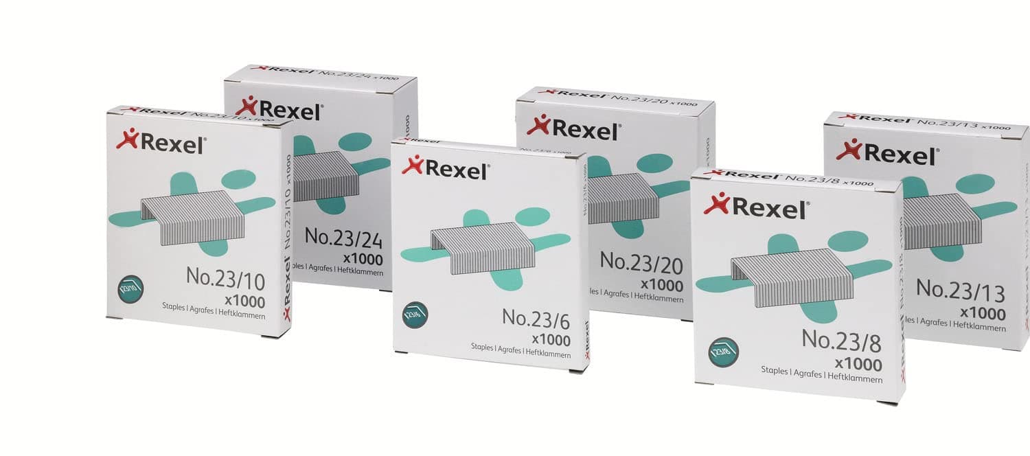 Rexel No.23/8 mm Heavy Duty Staples, For Stapling up to 40 Sheets, Use with Heavy Duty Staplers, Box of 1000, 2101054