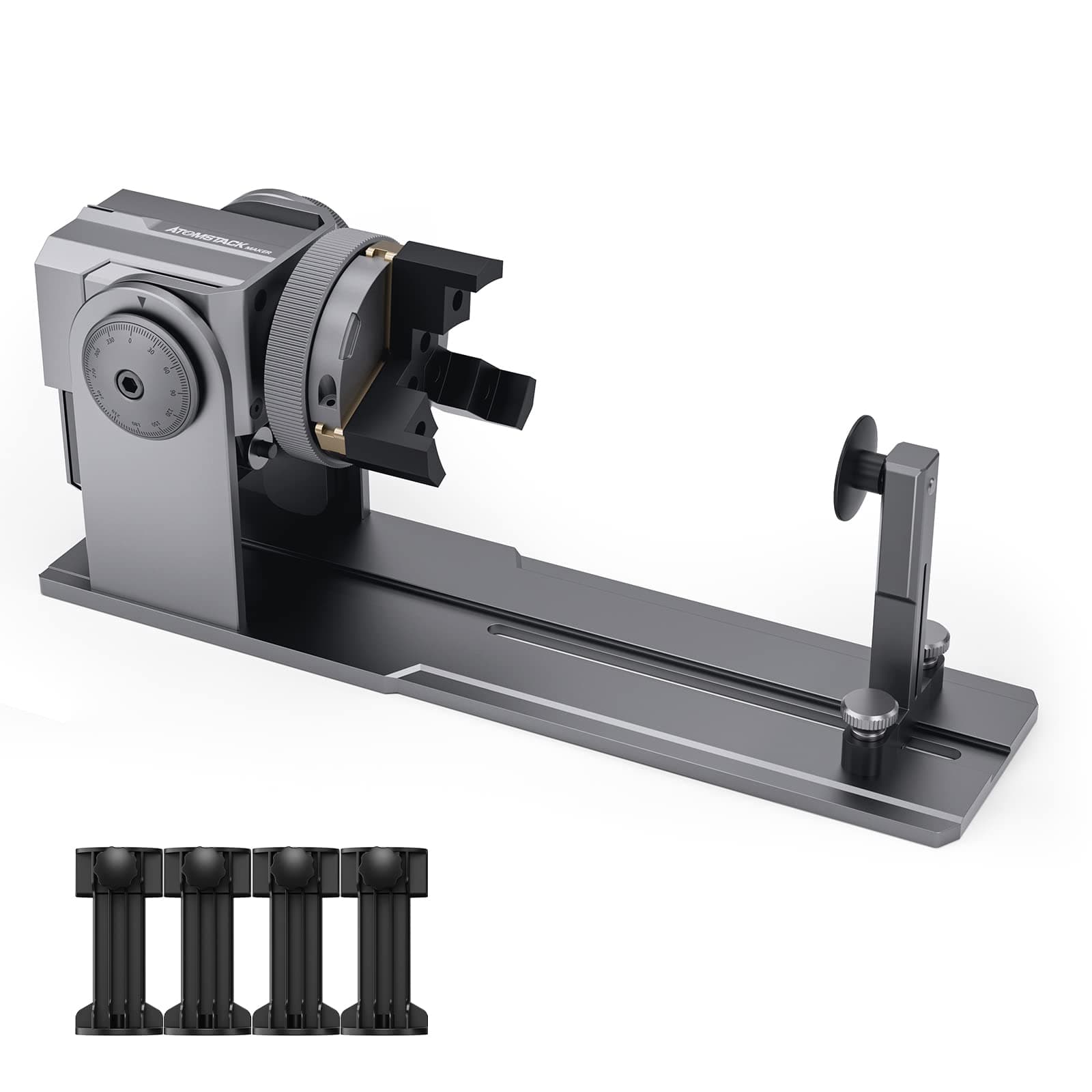 ATOMSTACK R1 Laser Roller - 3 in 1 Laser Rotary with Risers, Multi-Function Engraving Module for Laser Engraver, Jaw Chuck Rotary for Engraving Cylindrical Objects,Wine Glass, Tumbler, Ring