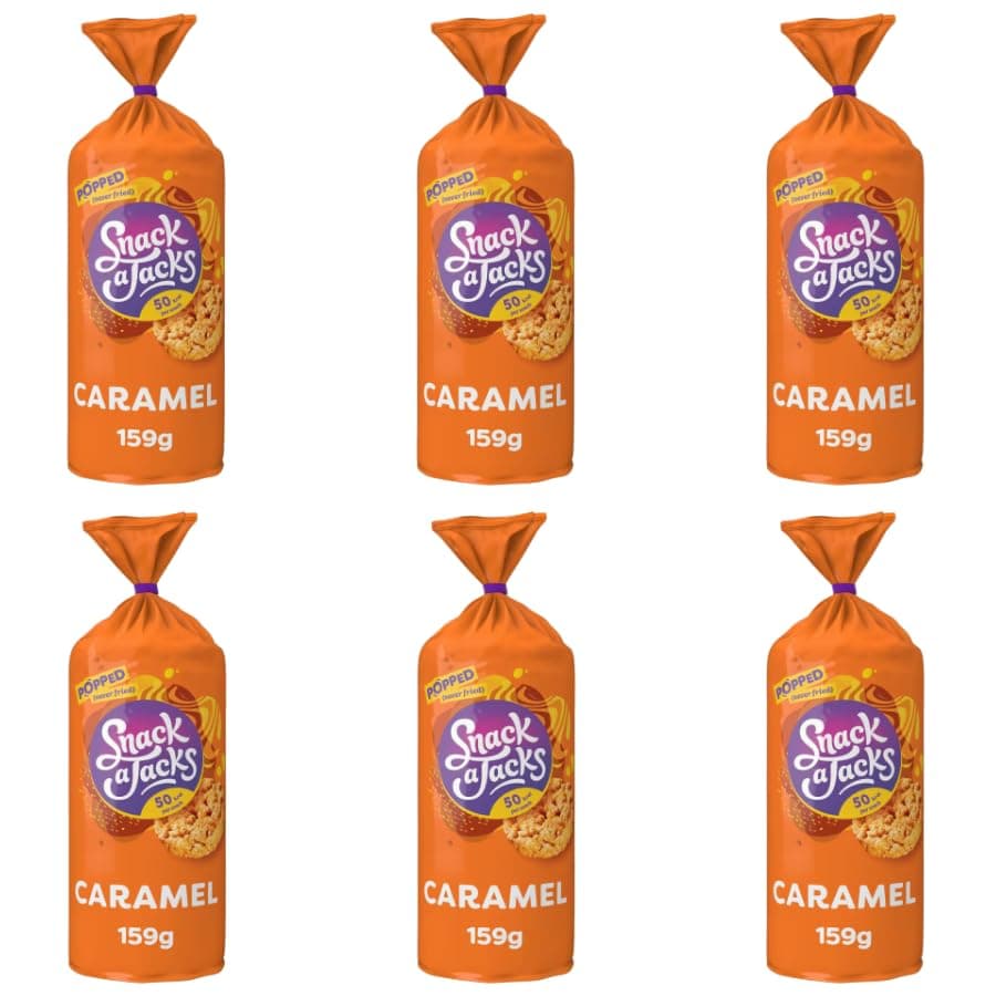Biscuits & Crackers Bundle with Snack a Jacks Smooth Caramel Crispy Rice & Corn Cakes Snacks 159g - 6 Pack | Caramel Flavour Rice and Corn Cakes, Suitable for Vegetarians.