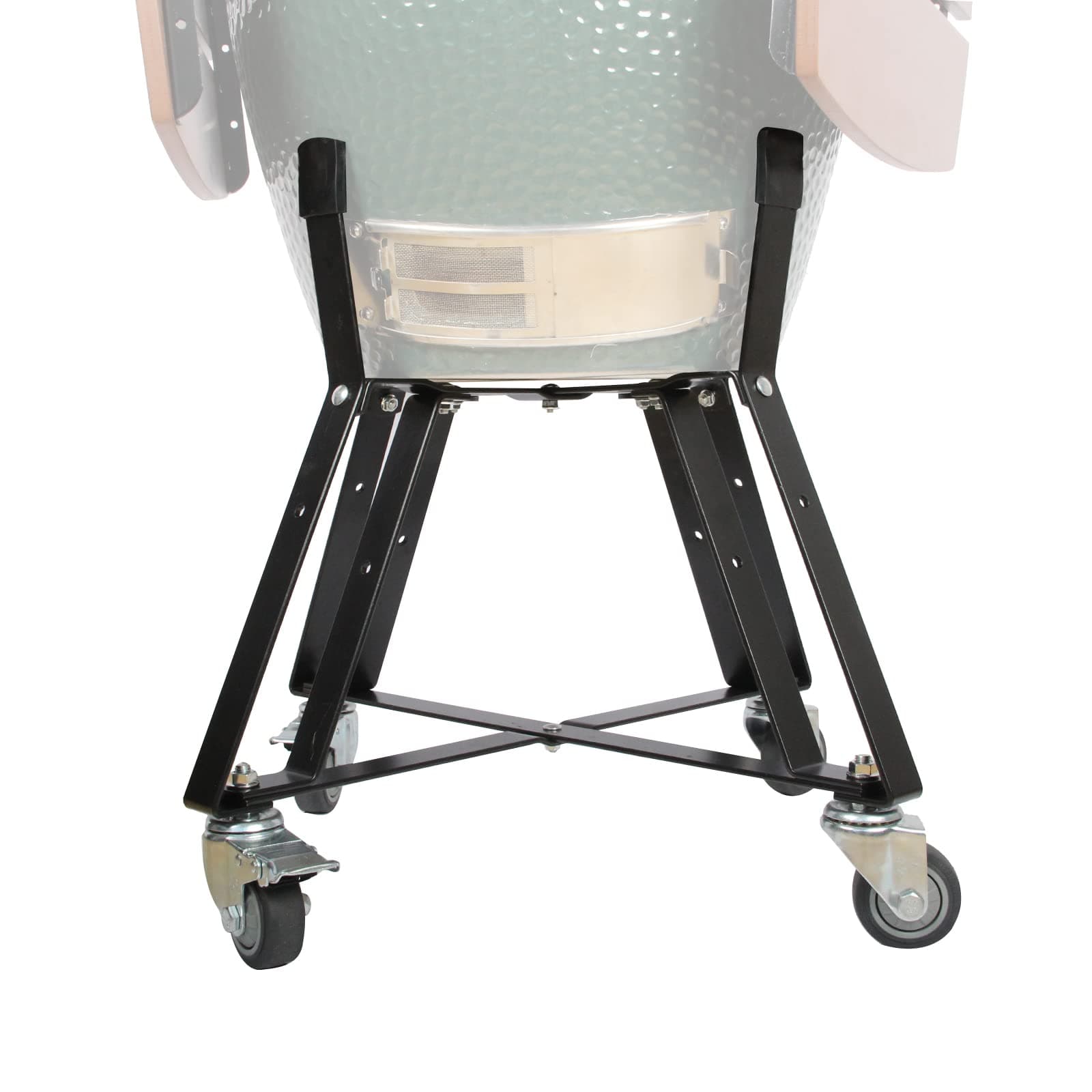 FIRELOOPRolling Cart Nest for Large Big Green Egg with Heavy Duty Locking Caster Wheels Powder Coated Steel Rolling Outdoor Cart Rolling Nest Big Green Egg Smoker Kamado Joe Grill Stand Accessories