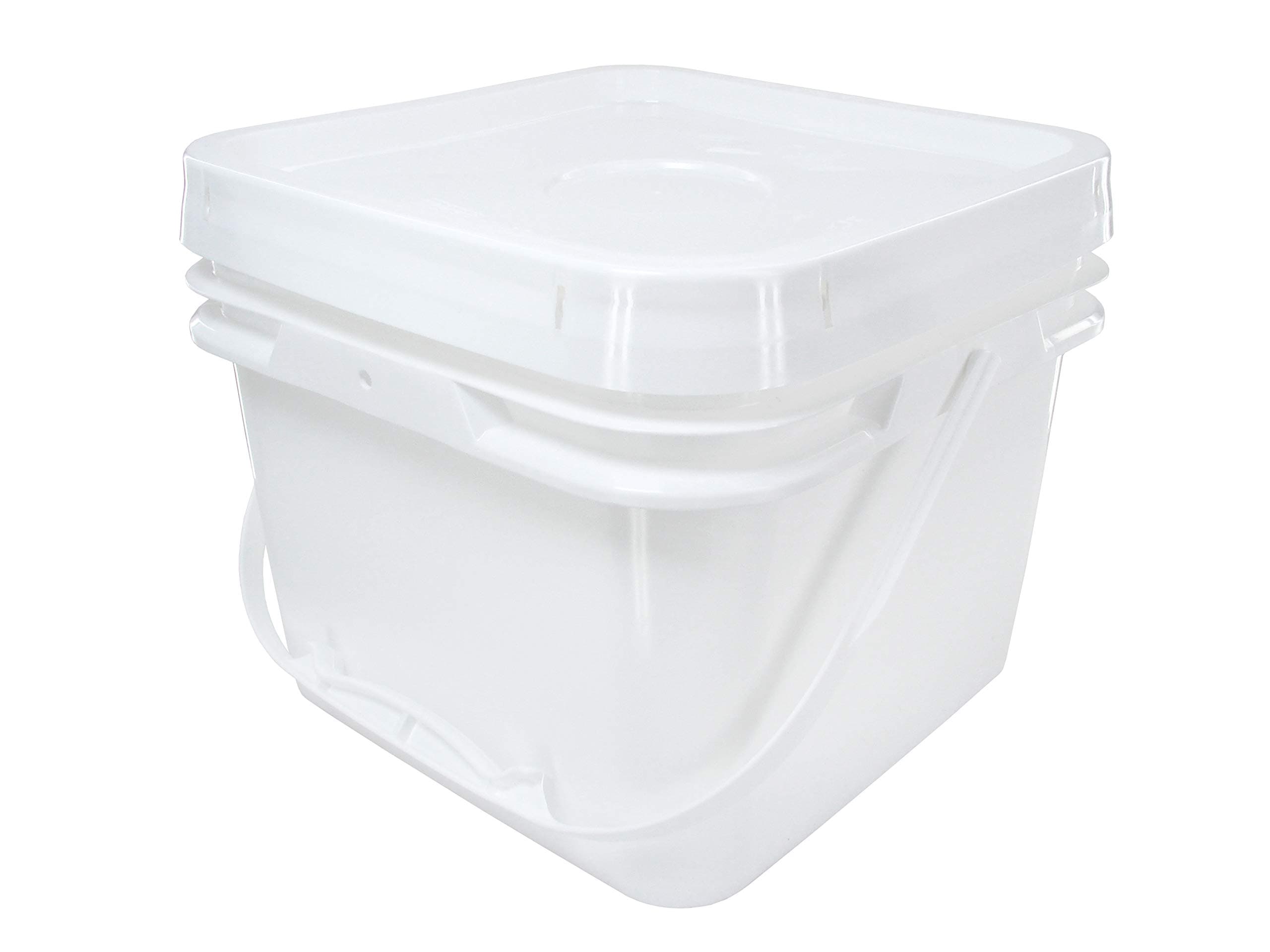 Square 2-Gallon Bucket with White Snap-on Lid