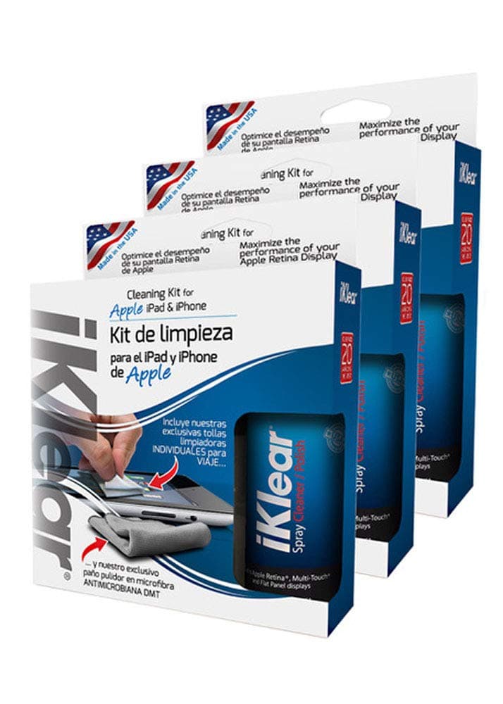 iKleariPad Cleaning Kit - 3 Pack Spanish Language Packaging Made in The USA