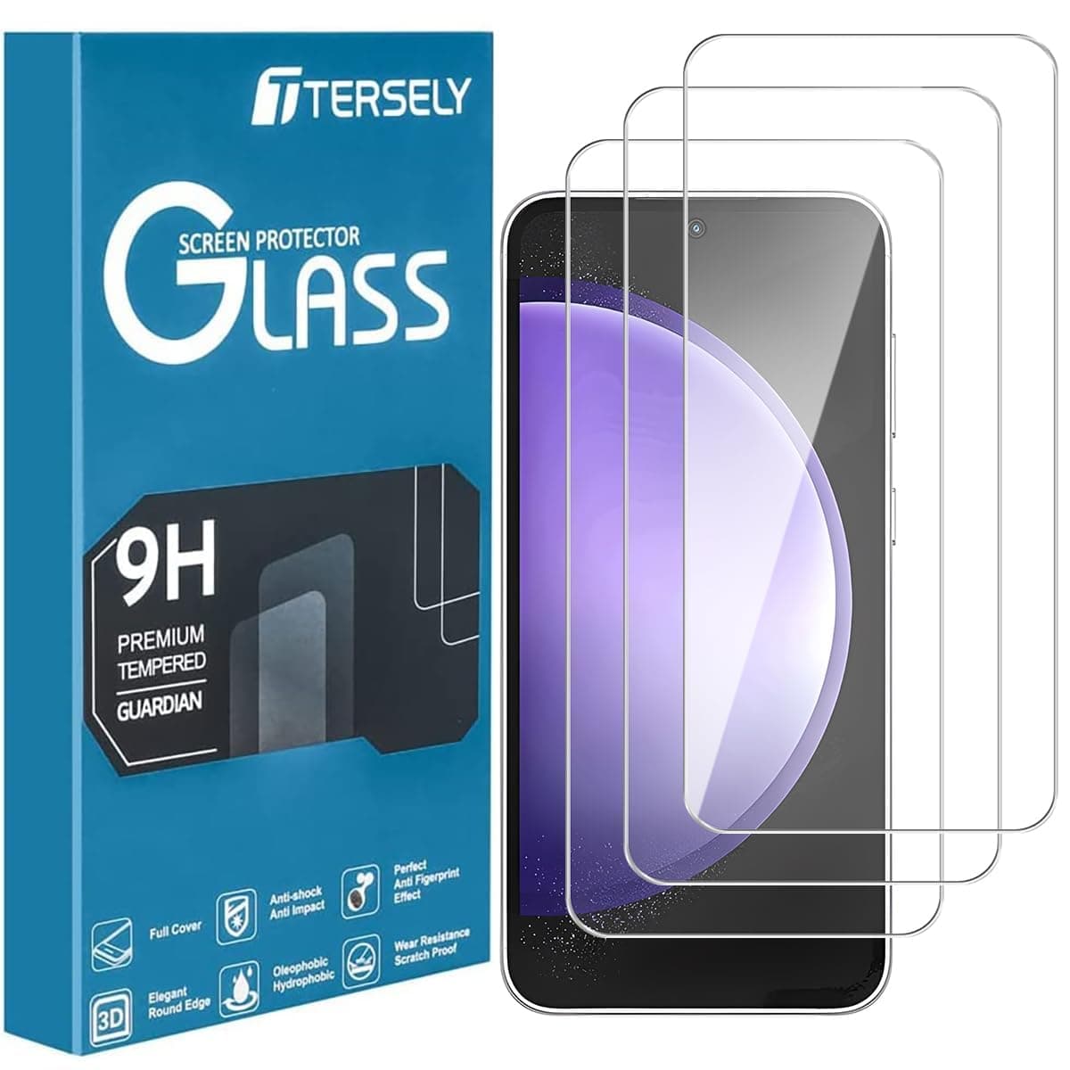 T Tersely [3-Pack] 9H Tempered Glass Screen Protector for Samsung Galaxy S23 FE 5G, Case Friendly, Ultra-clear, Shatterproof Anti-Scratch Film Screen Protector