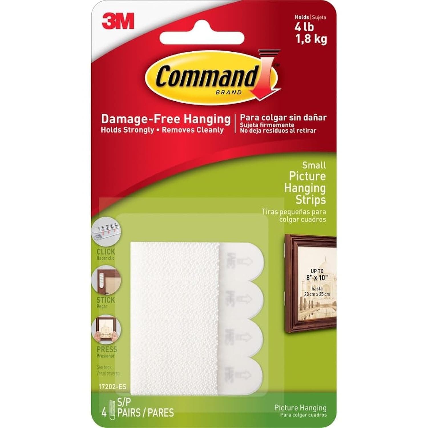 Command Small Picture Hanging Strips, White, 4-Pairs (17202-ES)