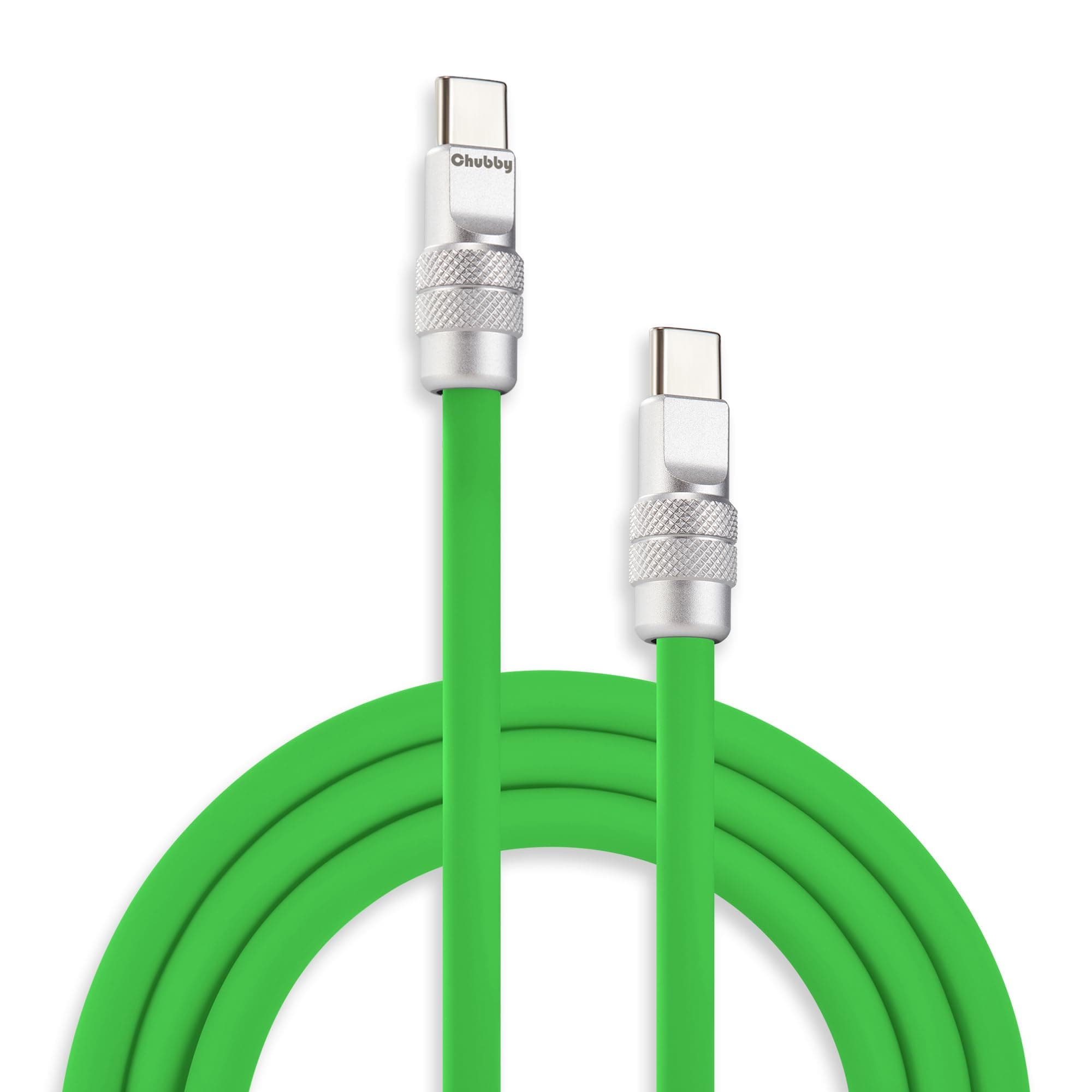 chubbycable Chubby 2.0 USB C 240W Fast Charging Cable Silicone Soft Durable USB C Cable Extra Thick Charger Cord Compatible with iPhone 17-15 Series iPad, Green, Type-C to Type-C, 6.6FT