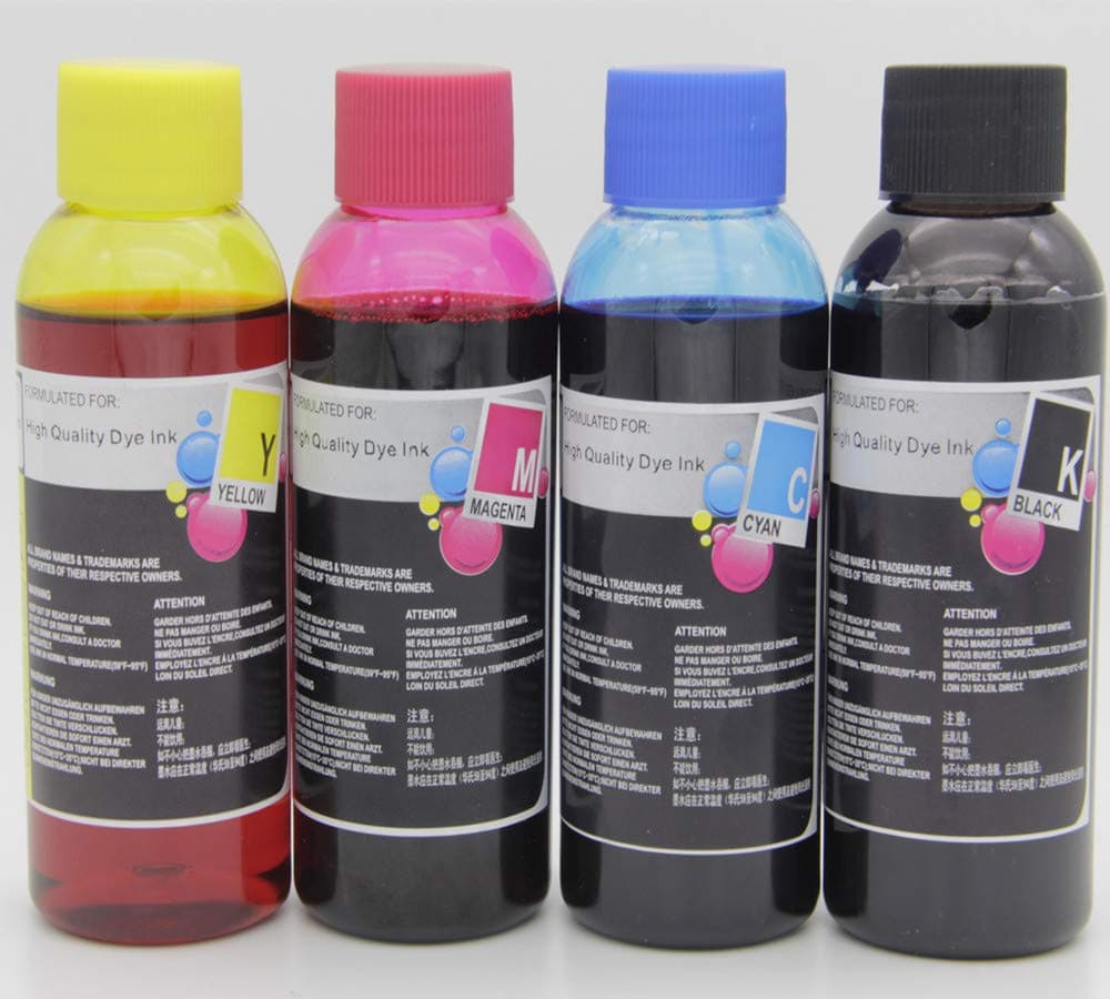 Refill Ink Kit 100ml for HP 61 60 62 63 65 950 951 564 920 901 Inkjet Printer Cartridges for Refillable Ink Cartridges or CIS CISS System 4 Color Set with 4 Free Syringes