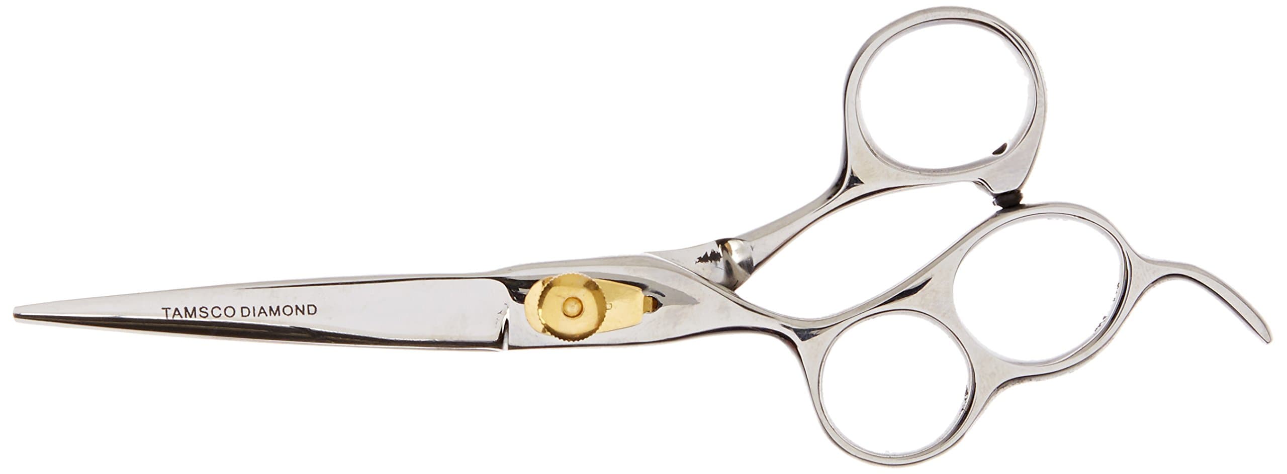 TAMSCO Diamond Offset Handle Shear 6.5-Inch with Finger Rest Semi-Convex Edge Japanese Stainless Steel Left Handed Triple Ring for Greater Comfort Adjustable Tension Screw