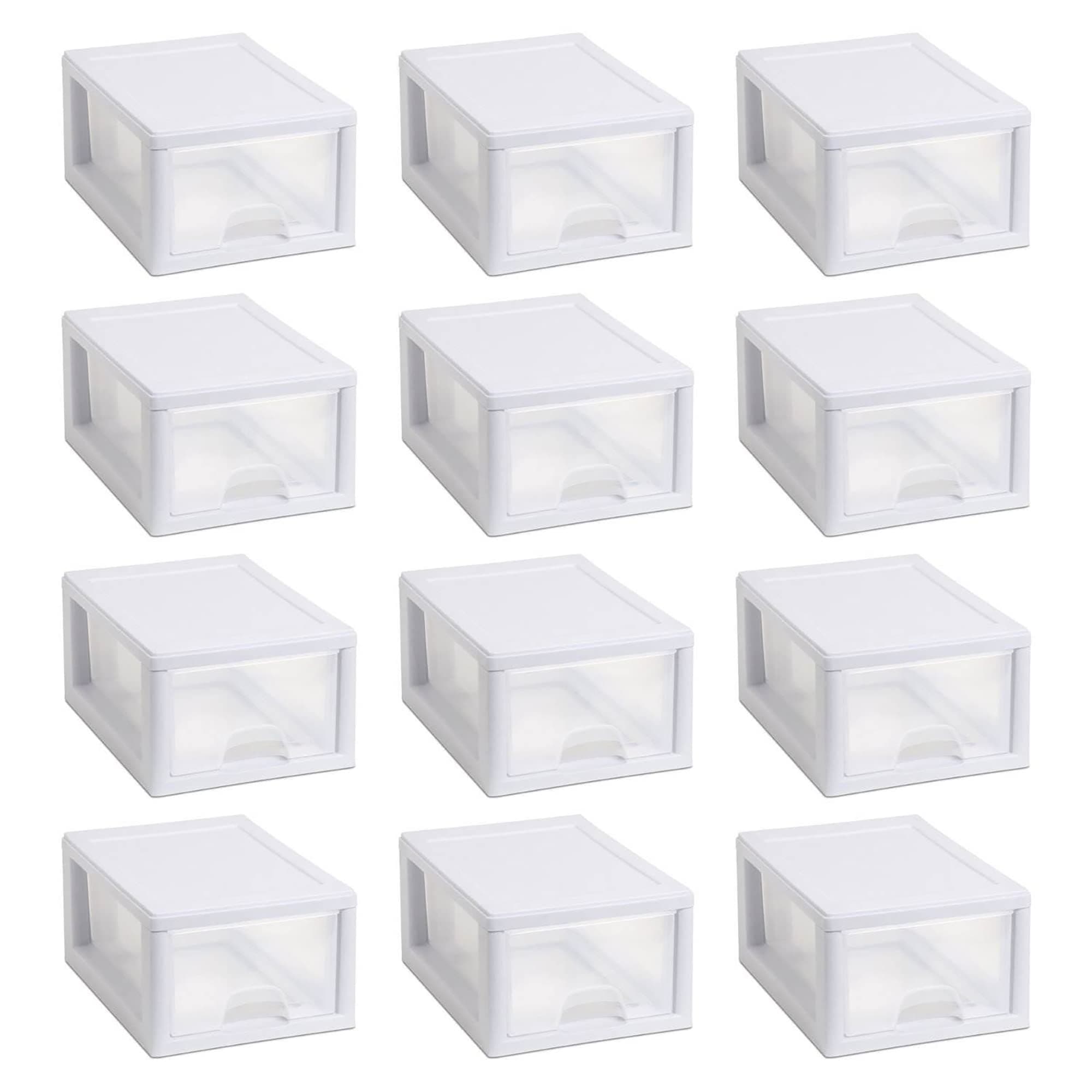 Sterilite 20518006 Stackable Small Drawer White Frame See-Through (12 Pack)
