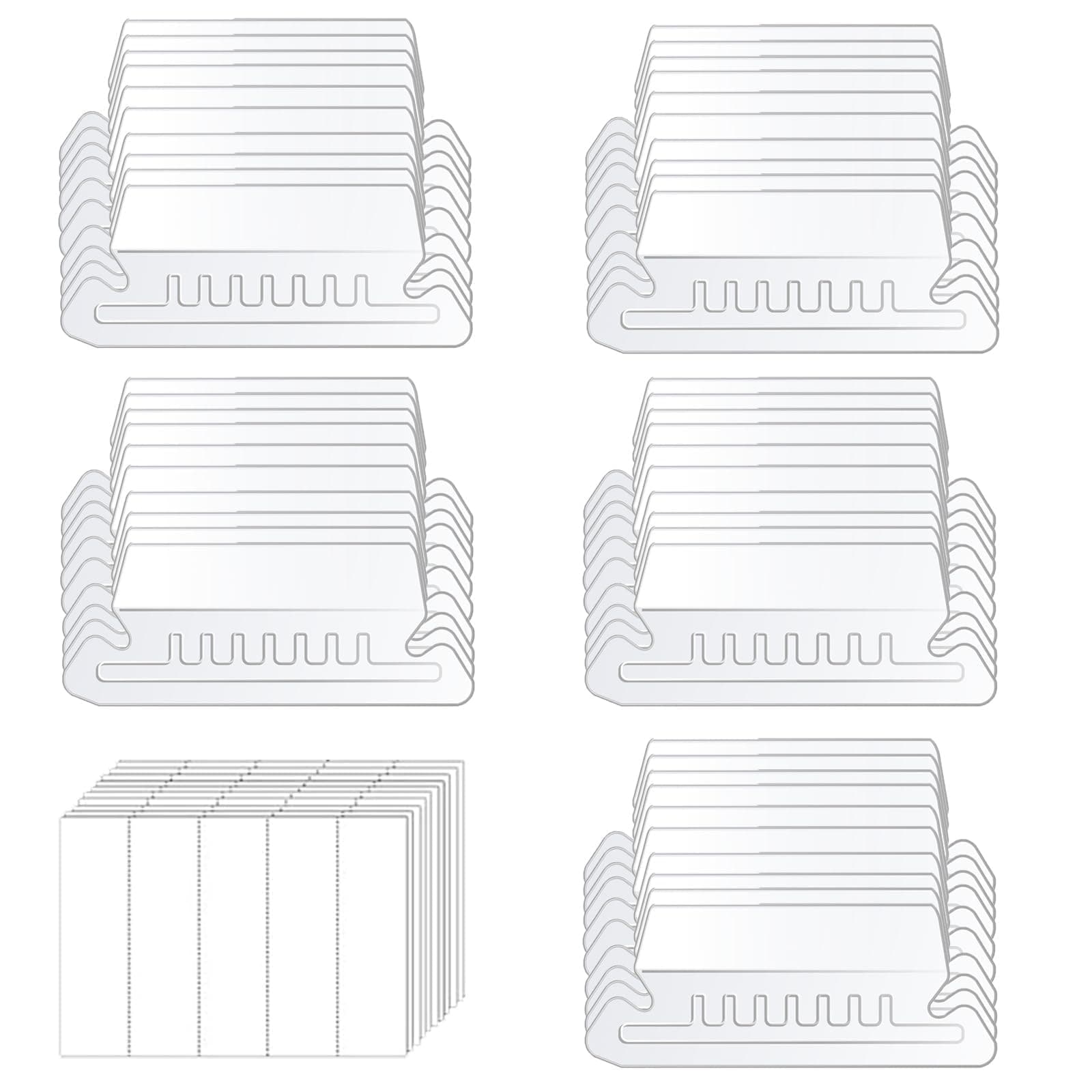 100 Sets Suspension File Tabs Suspension File Tabs, Tabs, Inserts for Quick Identification of Hanging Files Lear Plastic Tab with Repositionable Label Insert 50 Tabs & 50 Inserts