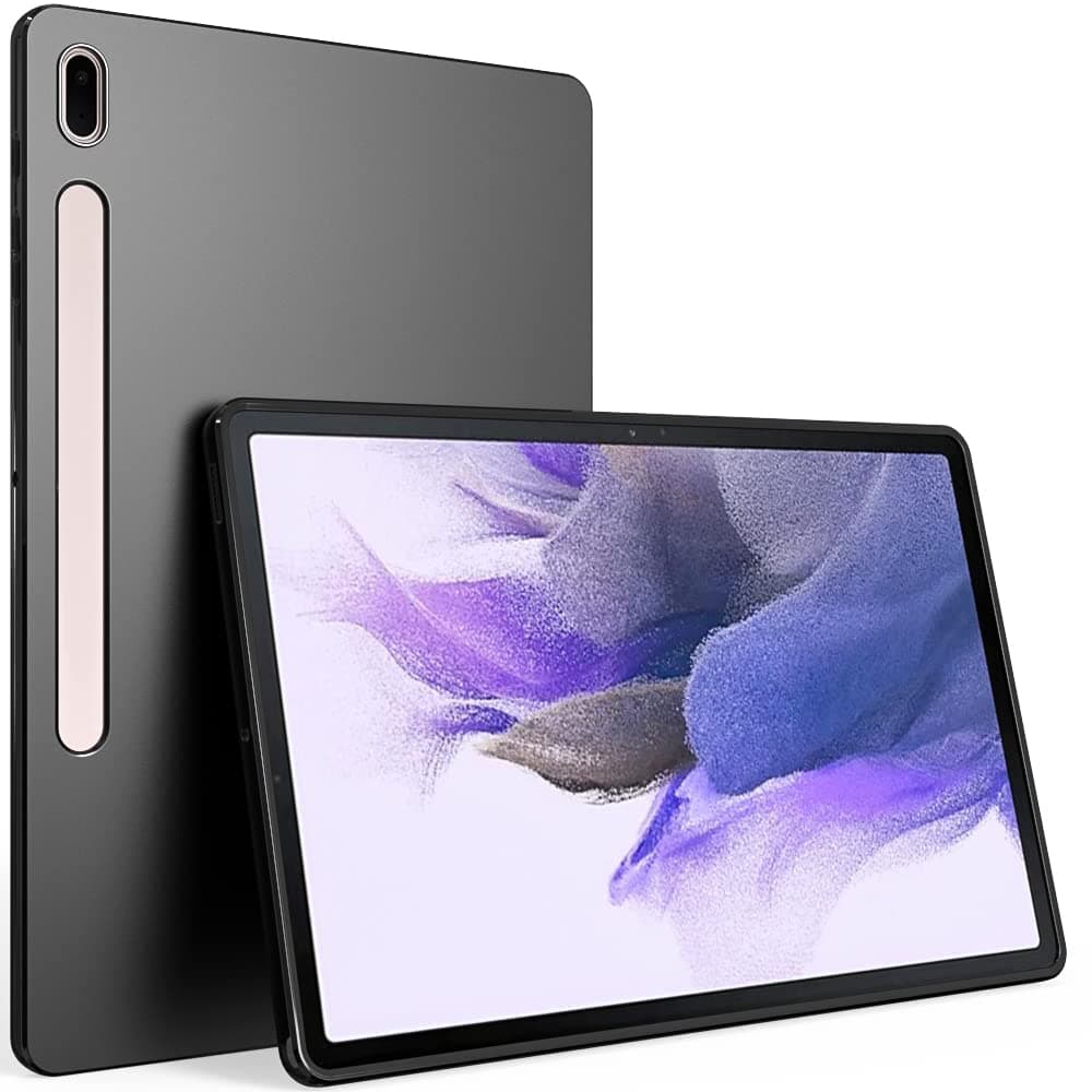Puxicu Case for Galaxy Tab S8 Plus/S7 Plus, Slim Design Matte TPU Rubber Soft TPU Protective Cover for Samsung Galaxy Tab S8+/S7+ 12.4 Inch-Black