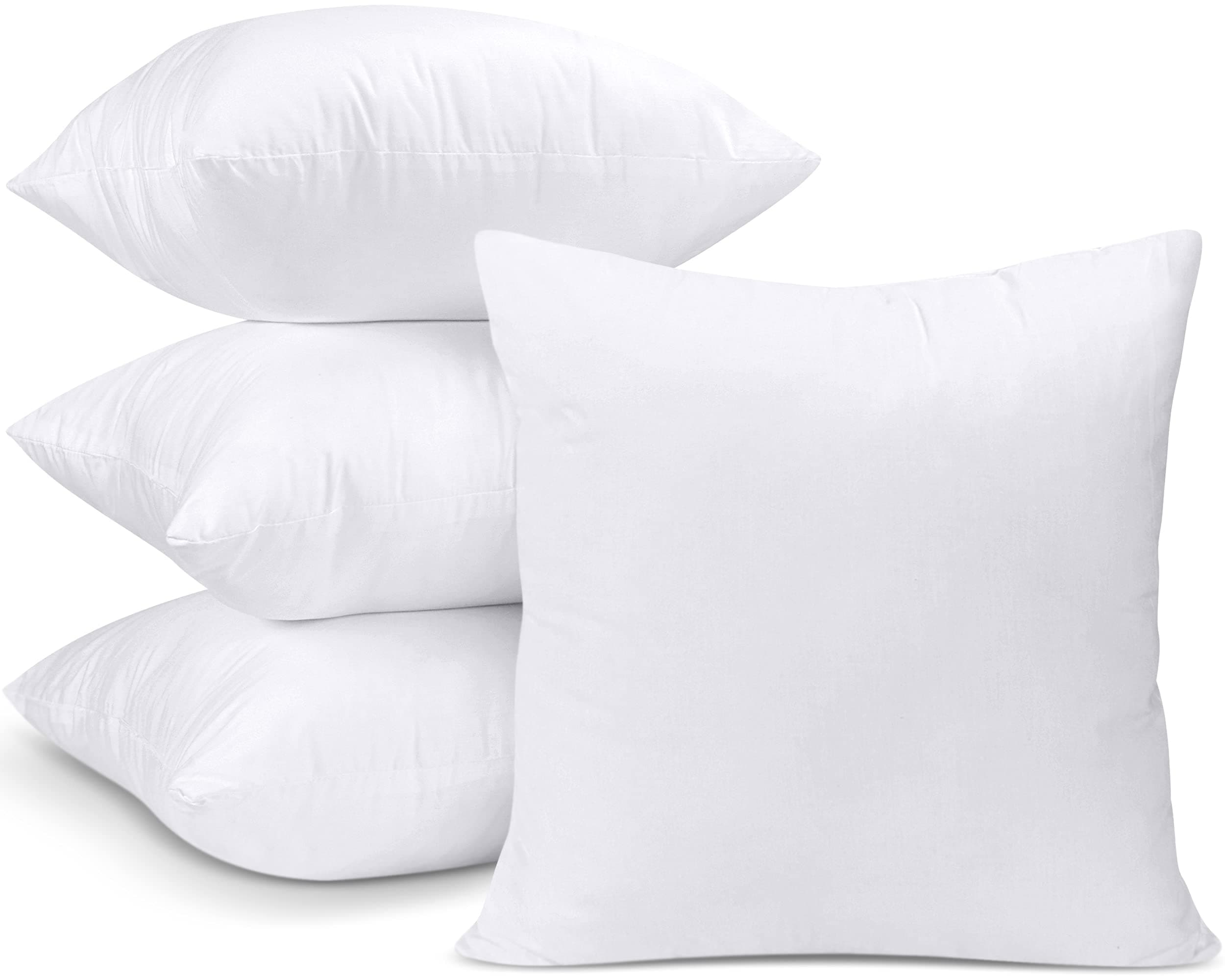 Utopia Bedding Cushion Inner Pads (Pack of 4) Pillow Inserts 20" x 20" (50 x 50 cm) Cotton Blend Cover Hollowfibre Square Cushion Stuffer (Set of 4, White)