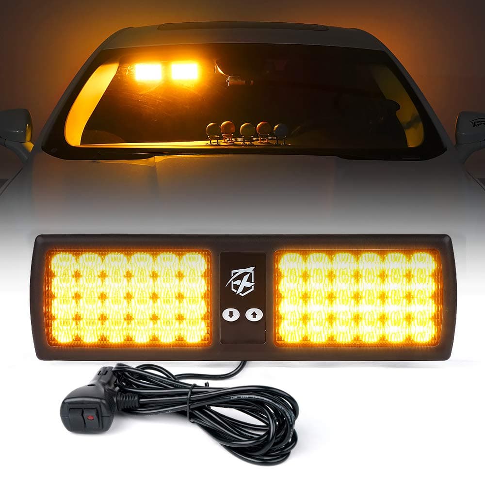 Xprite Amber LED Visor Strobe Flashing Lights Interior Windshield Sunshield Hazard Warning Lights for Law Enforcement Emergency Vehicles Trucks