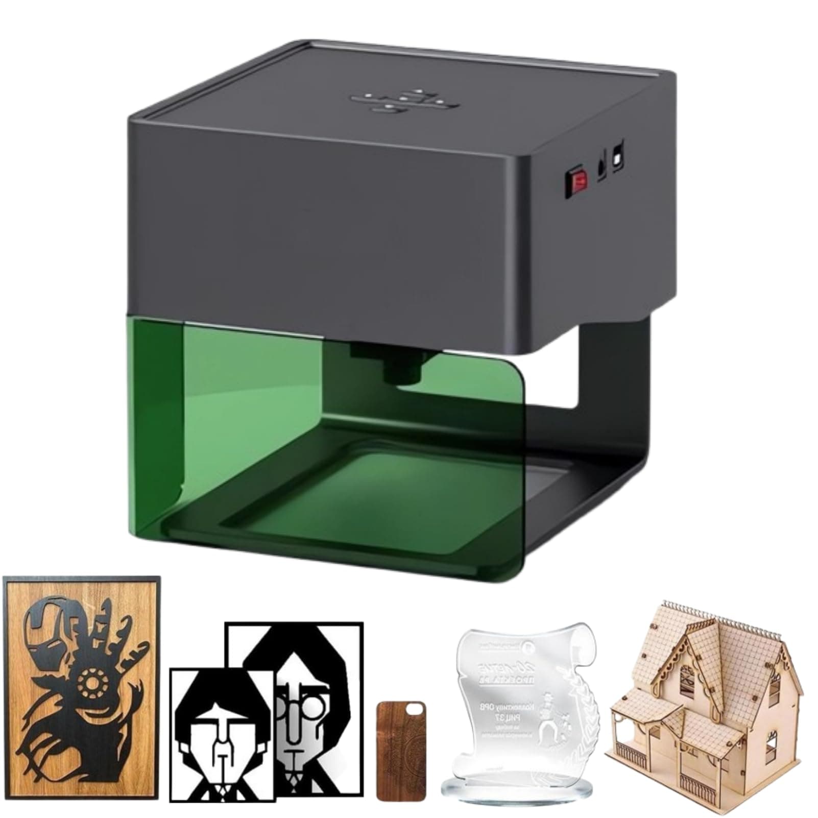 LFfwynog 3W Engraver Machine, Small Cutter Machine Wireless Control Offline Engraving with Viewable Window Engraver Machine for Dog Tag Wood Silicone