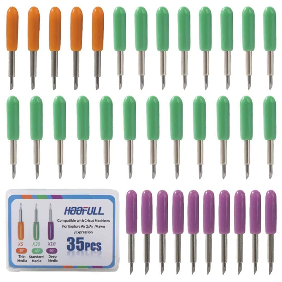 35 PCS Replacement Plotter Blades Compatible with Cricut Machines for Explore Air/Maker/Expression, Include 5 PCS Thin Cutting Blades, 20 PCS Standard Blades, 10 PCS Deep Cutting Blades