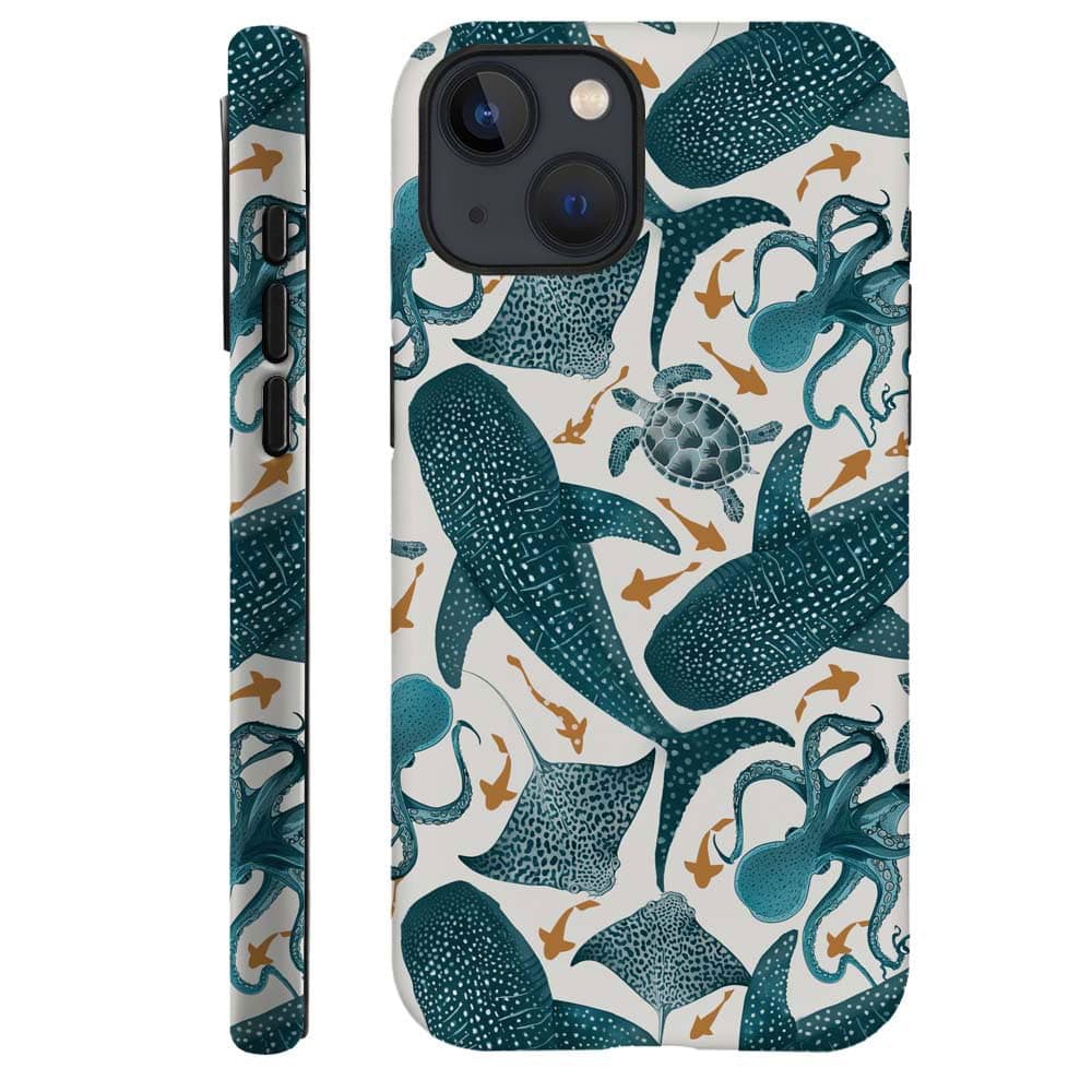 DAIZAG Case Compatible with for iPhone 13,Octopus Turtle Manta Ray Whale Phone Case for iPhone 13 for Girl Women Boy Men