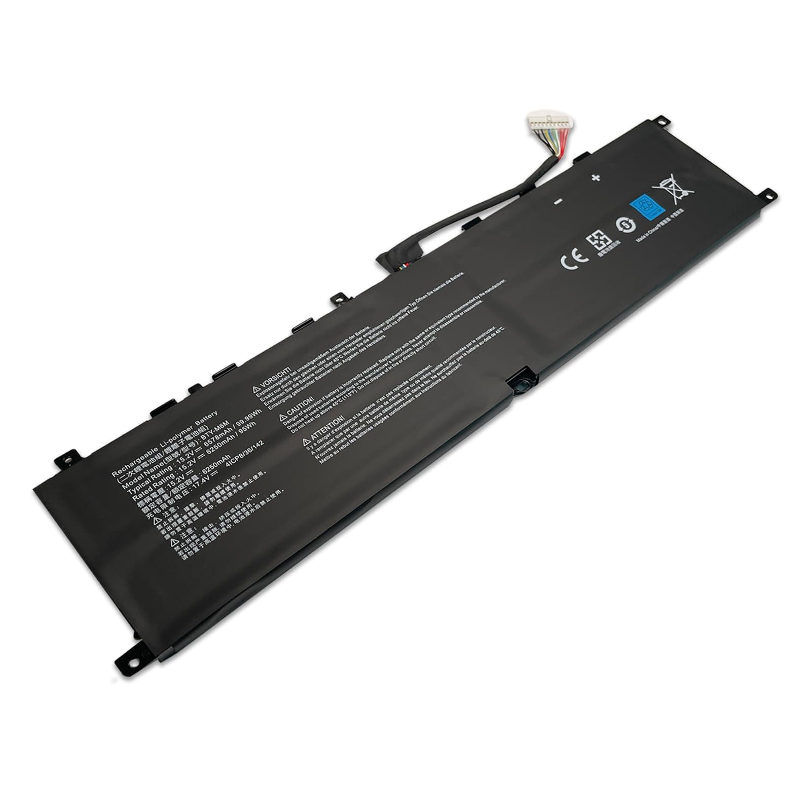 BTY-M6M Laptop Battery Replacement for MSI Creator 15 A10SD A10SF GS66 Stealth 10SFS 10SGS 10SE-045 10UG GE66 Raider 10SFS WS66 10TMT-207US GE76 Raider 10UH Series (15.2V 99Wh 6250mAh)