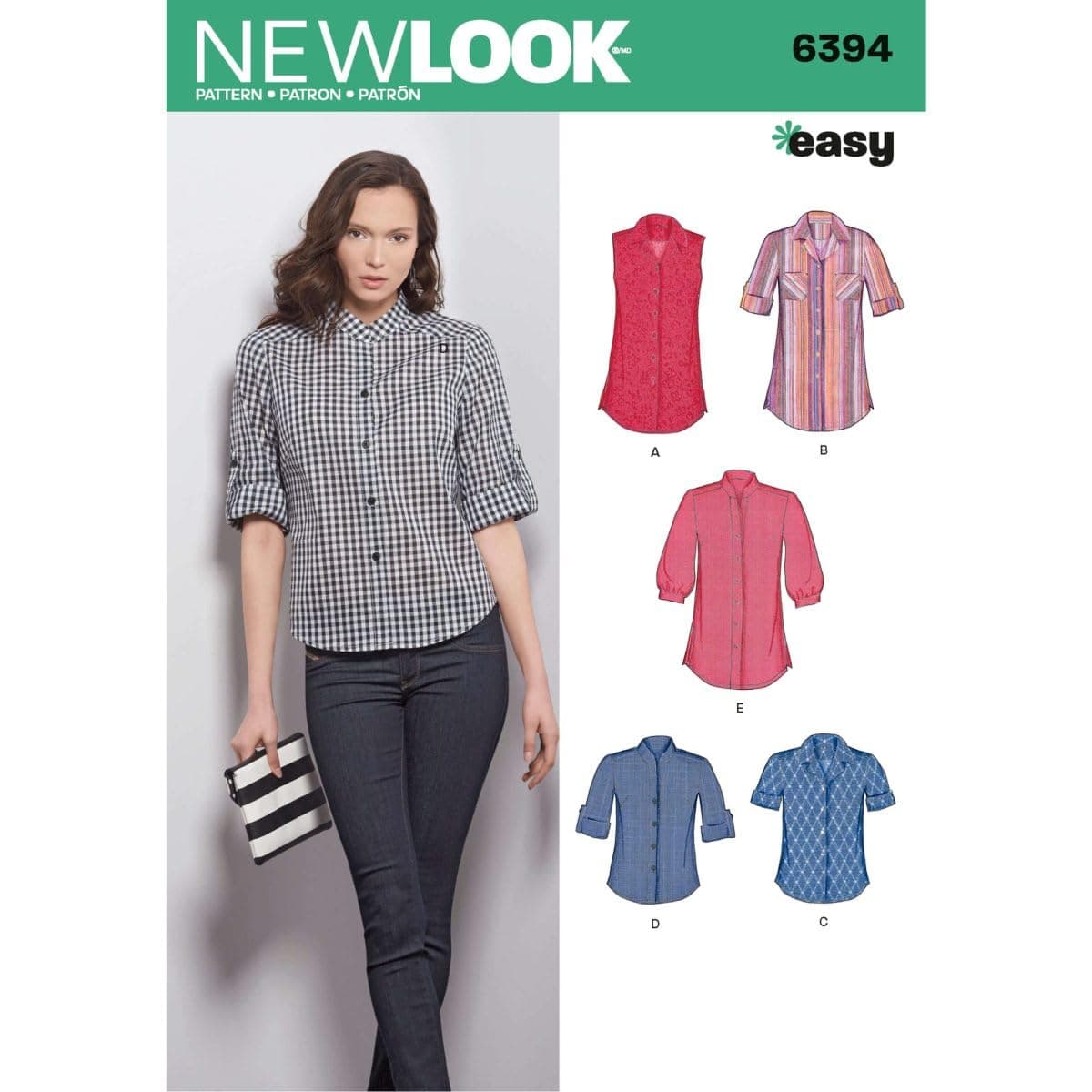 New Look Sewing Pattern UN6394A Autumn Collection Misses' Button Front Tops Sewing Patterns, A (8-10-12-14-16-18)